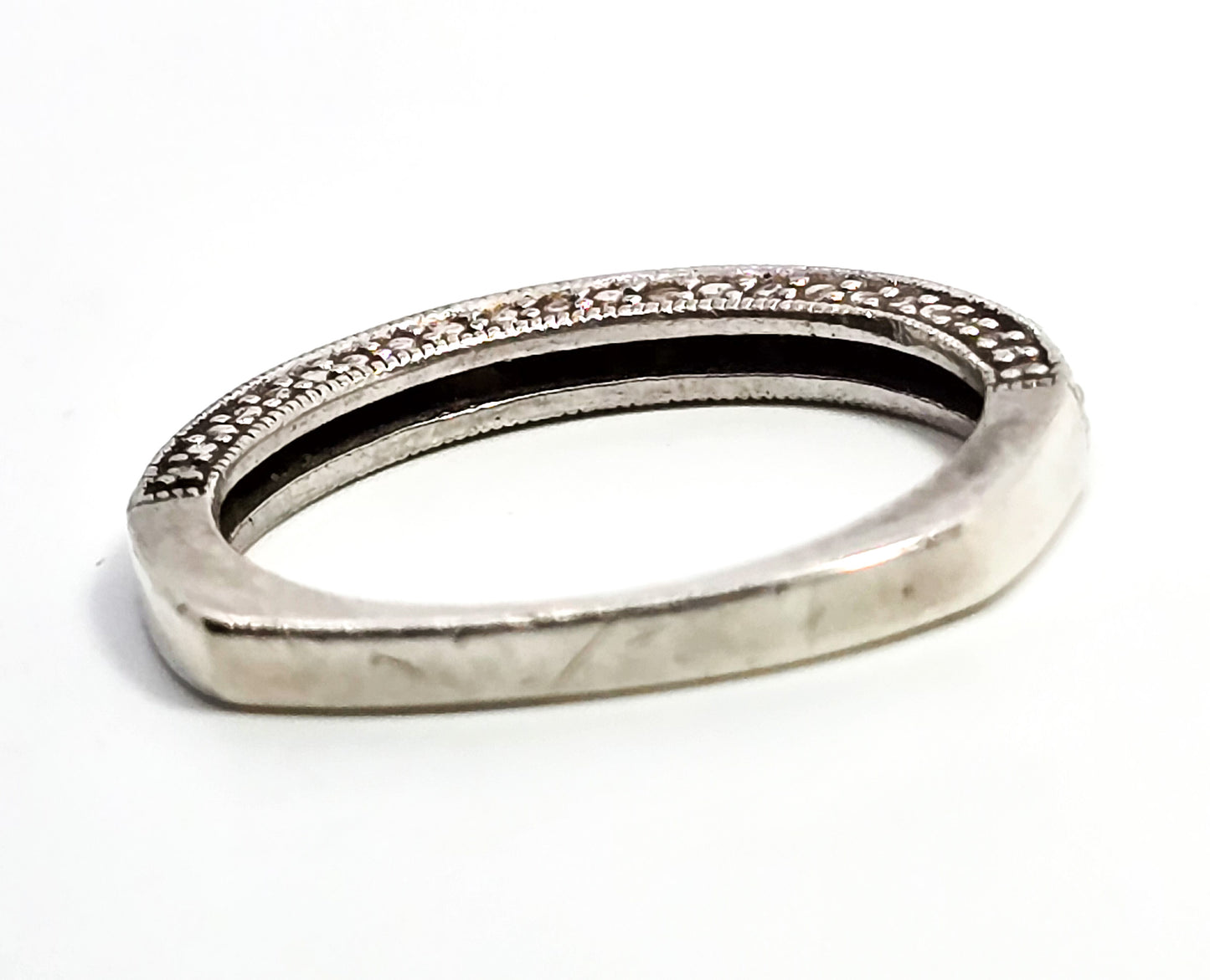 Cubic zirconia channel band JH sterling silver ring stacker band size 7