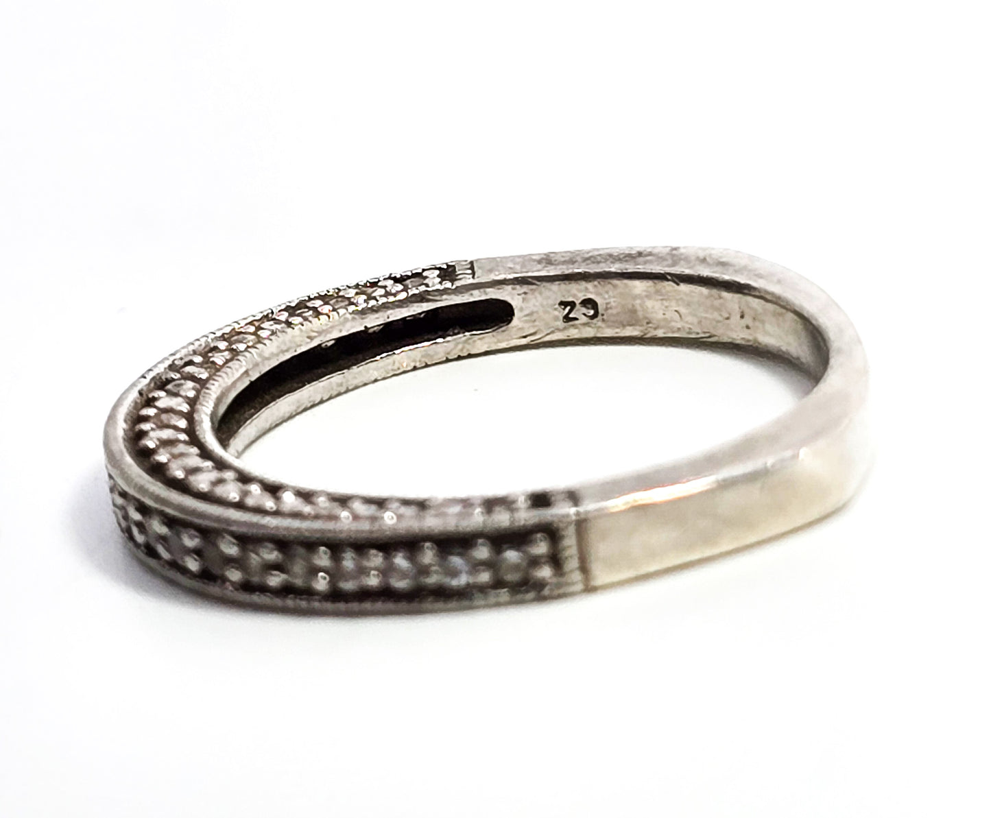 Cubic zirconia channel band JH sterling silver ring stacker band size 7