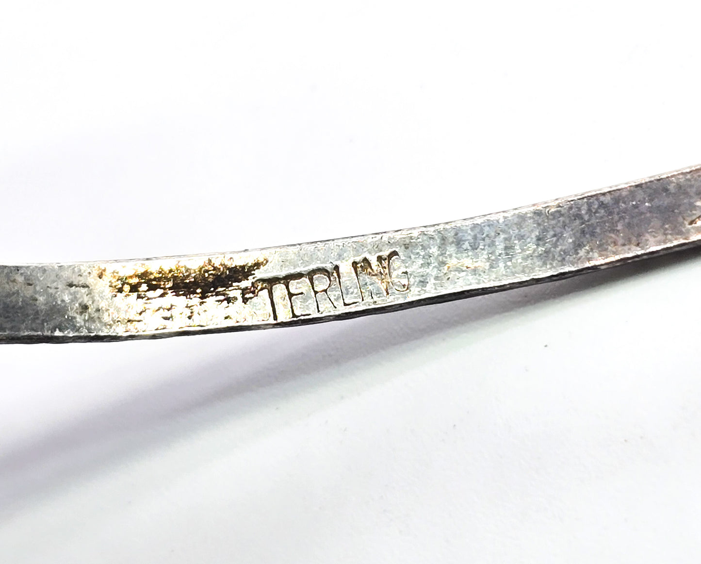 Tribal Bali vintage thin small sterling silver etched bangle 6.5 inch petite child