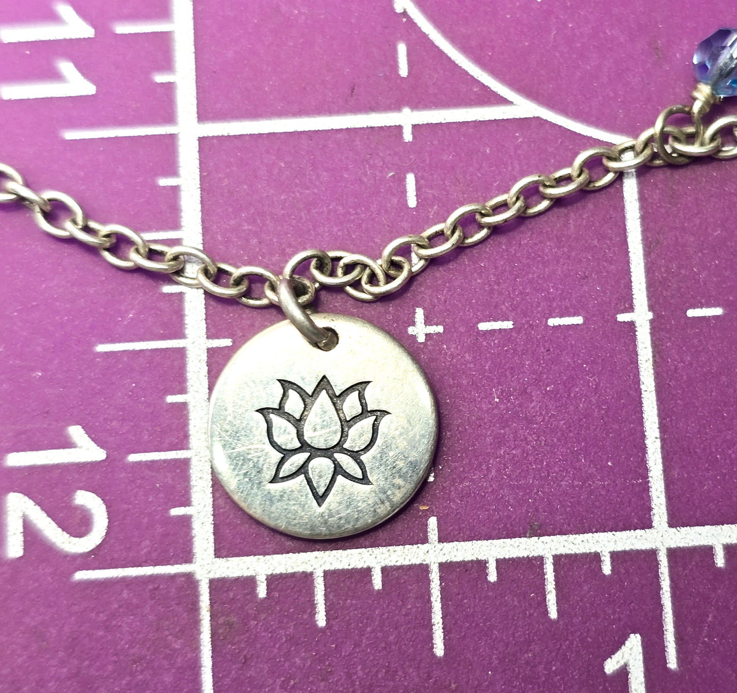 Rainbow crystal Lotus flower sterling silver tennis bracelet 8.5 inches