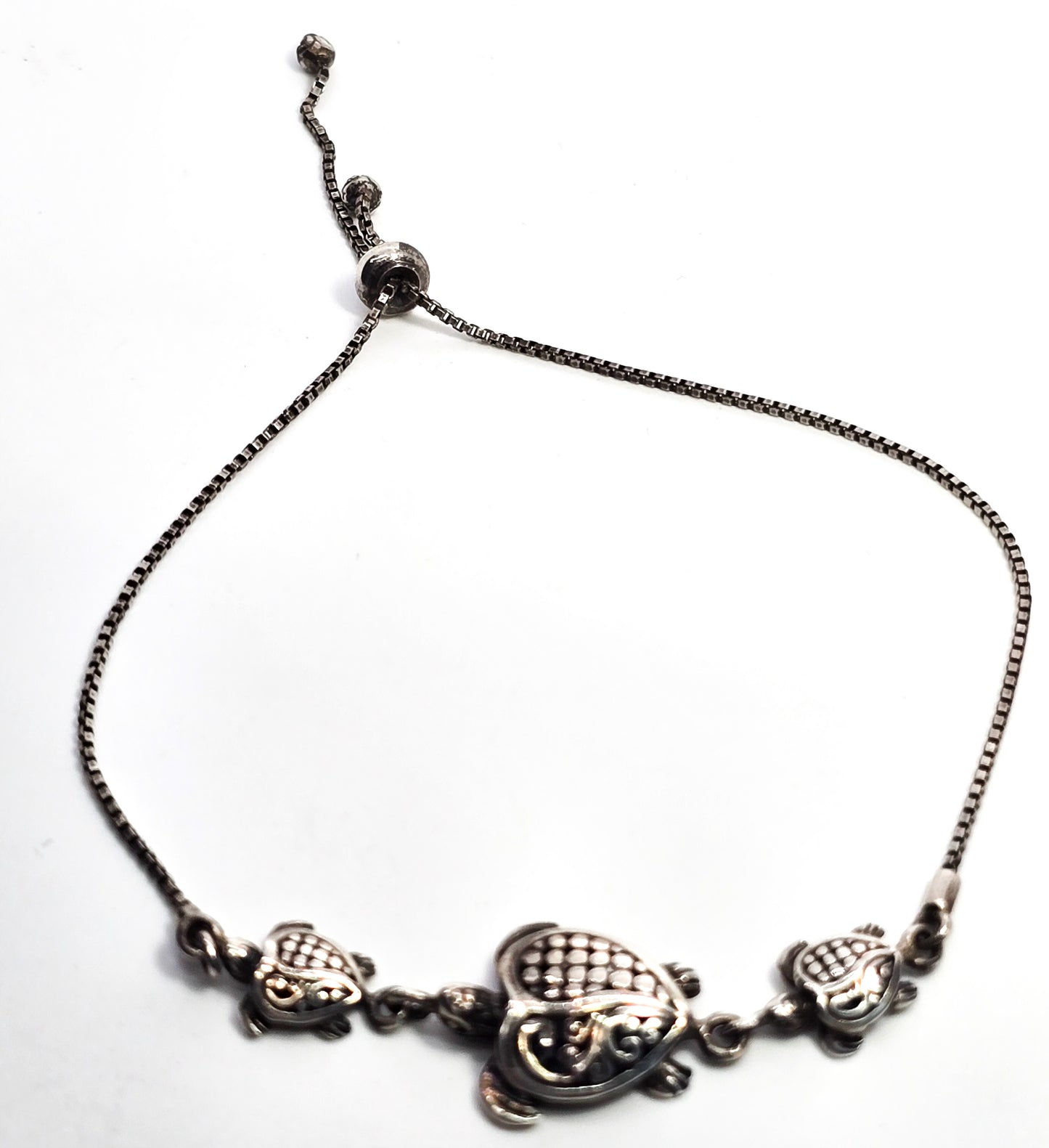 Annika Witt ATI Turtle Tribal Balinese Bali adjustable sterling silver bracelet 10 inches