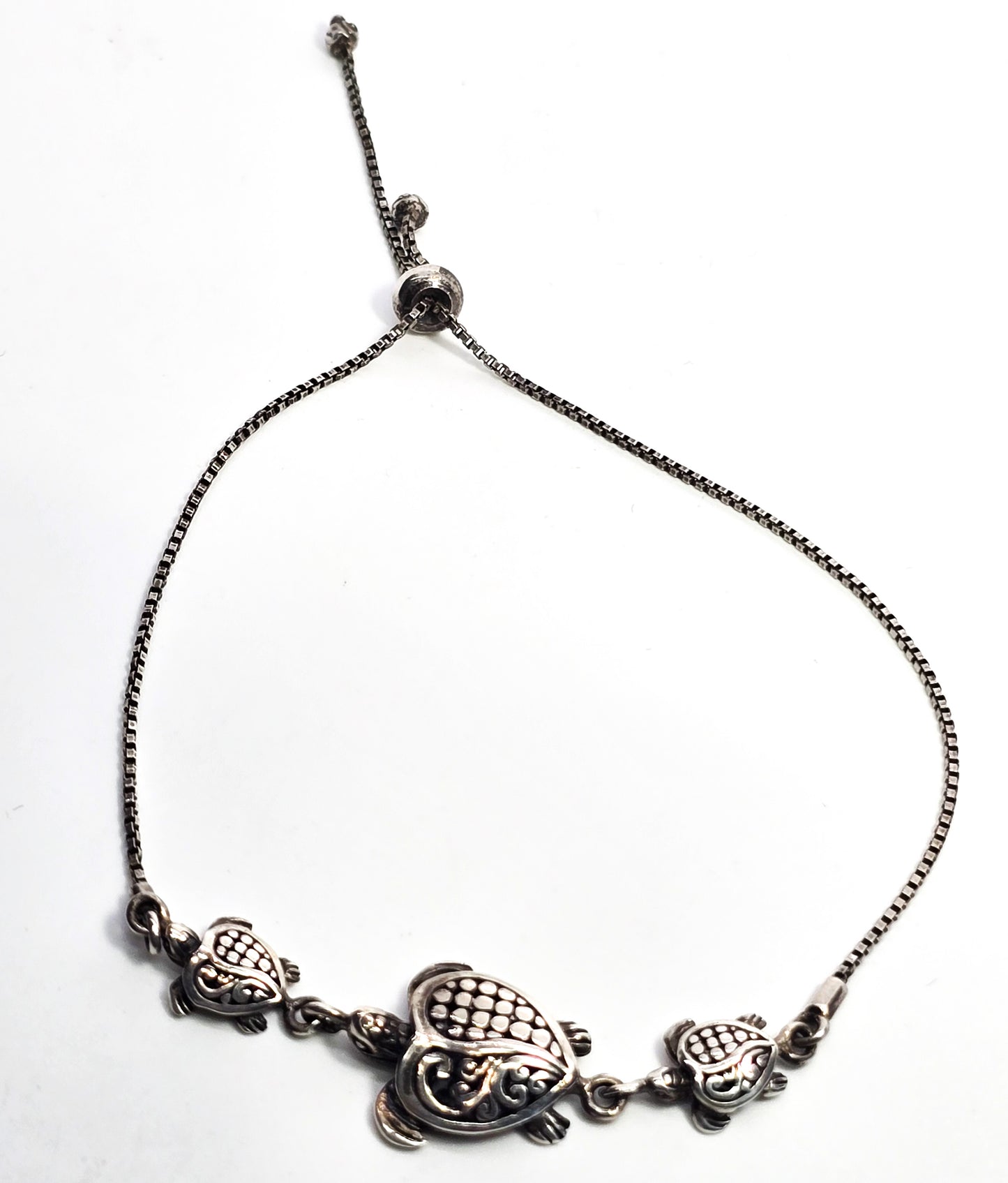 Annika Witt ATI Turtle Tribal Balinese Bali adjustable sterling silver bracelet 10 inches
