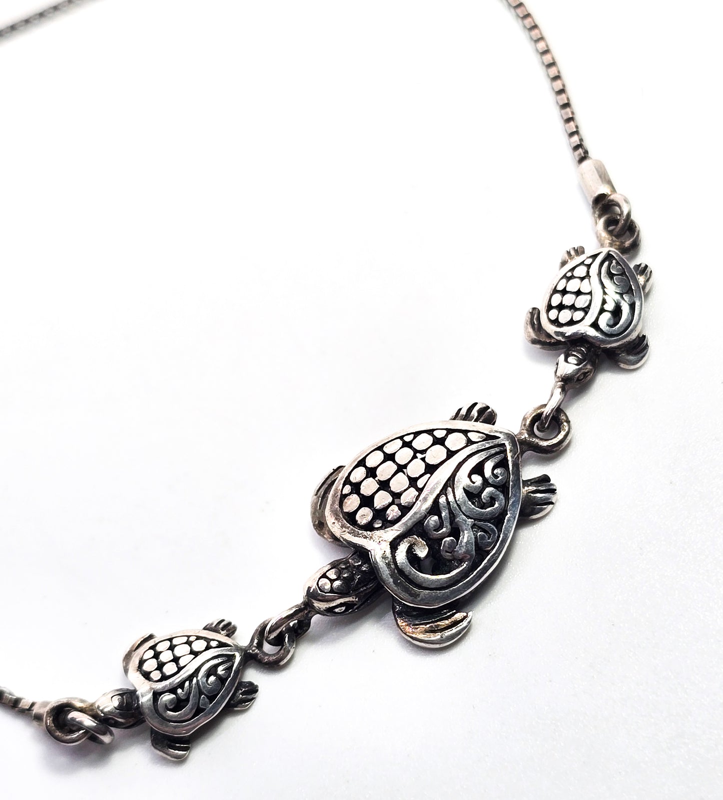 Annika Witt ATI Turtle Tribal Balinese Bali adjustable sterling silver bracelet 10 inches