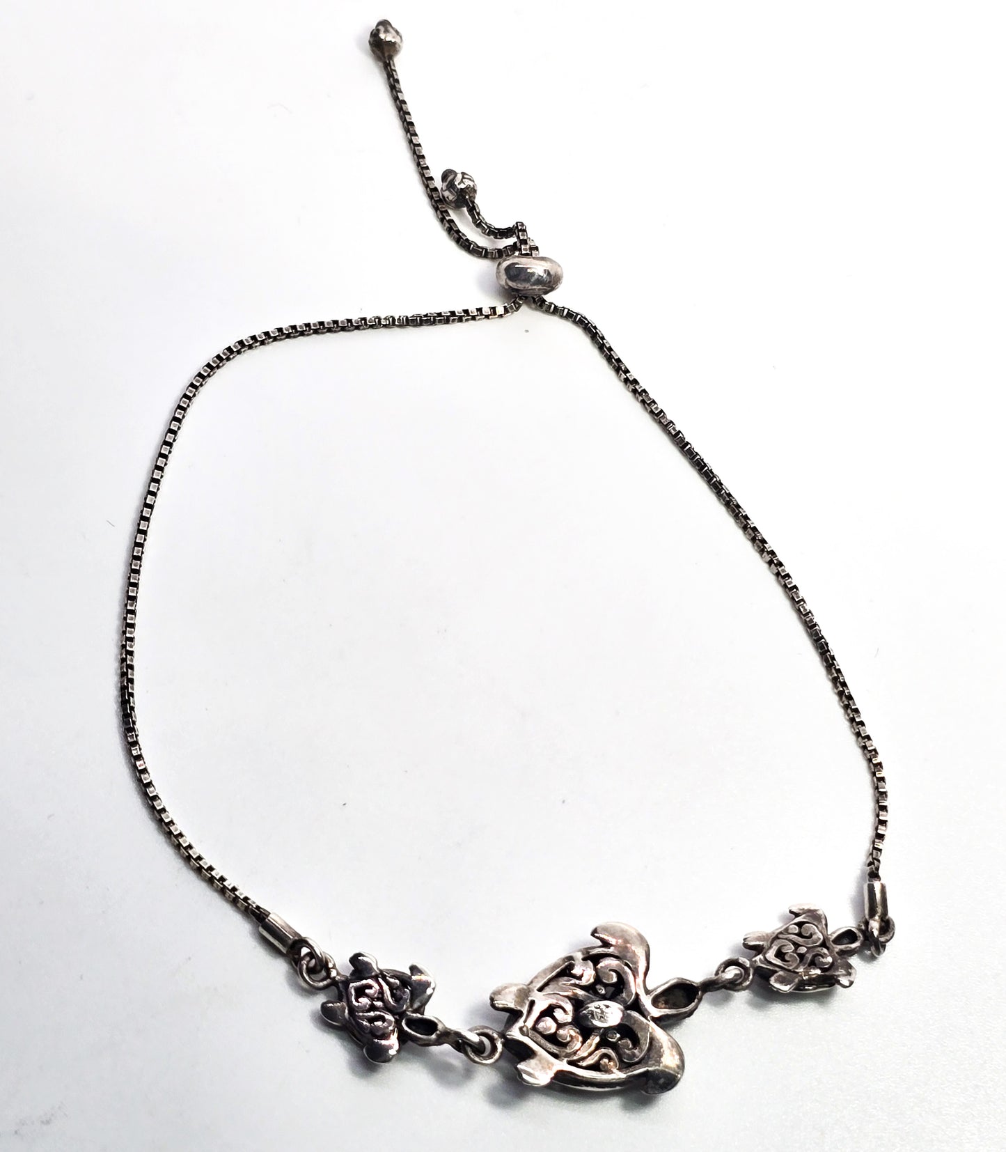 Annika Witt ATI Turtle Tribal Balinese Bali adjustable sterling silver bracelet 10 inches