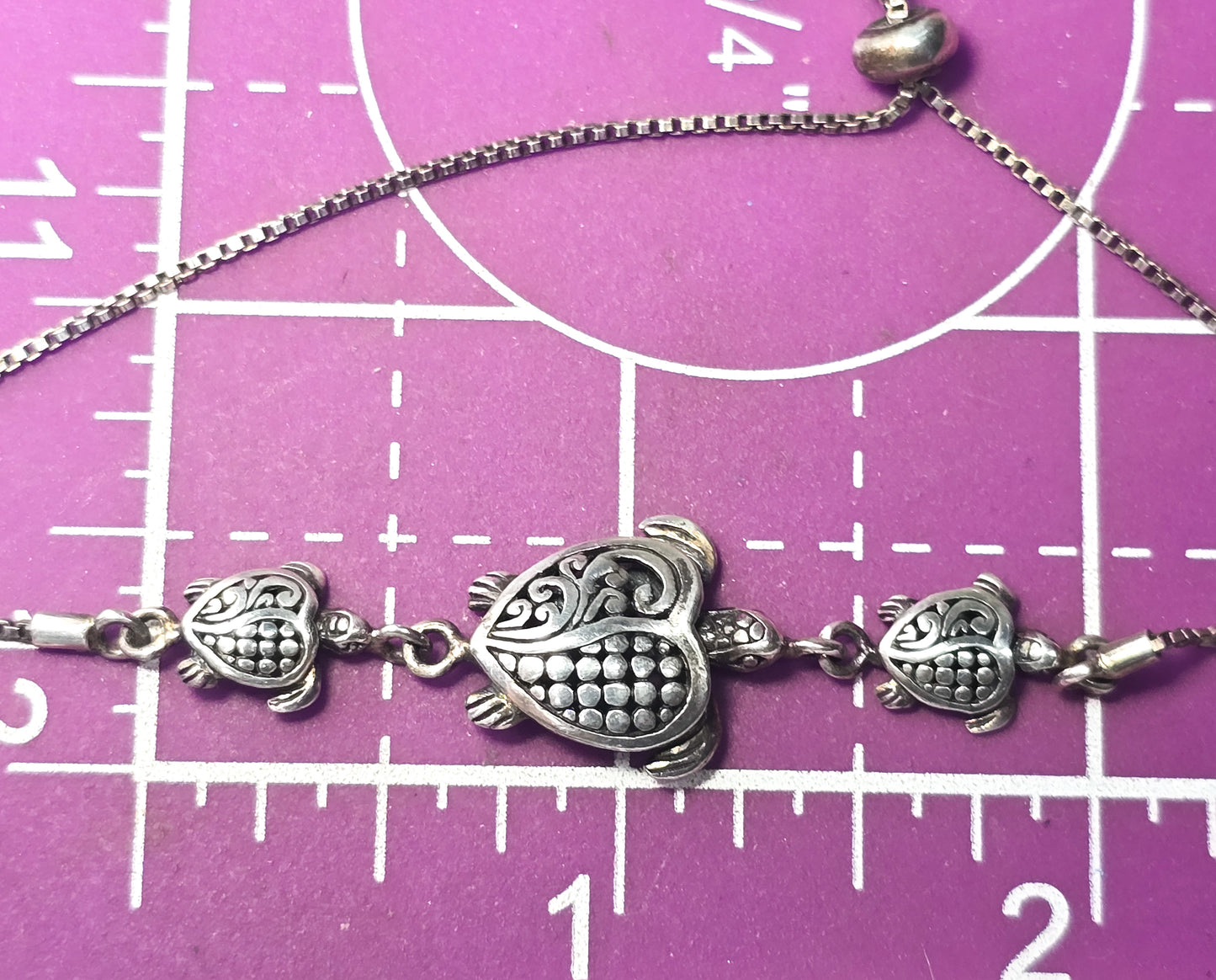 Annika Witt ATI Turtle Tribal Balinese Bali adjustable sterling silver bracelet 10 inches