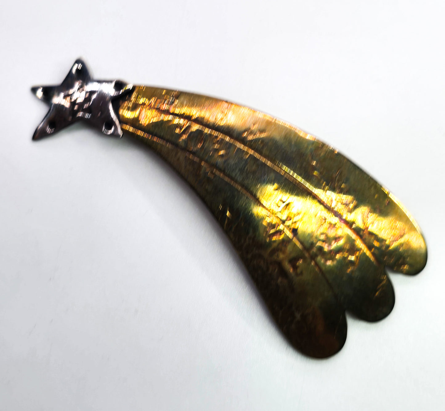 Monaco Designs shooting star sterling silver and copper vintage embossed brooch