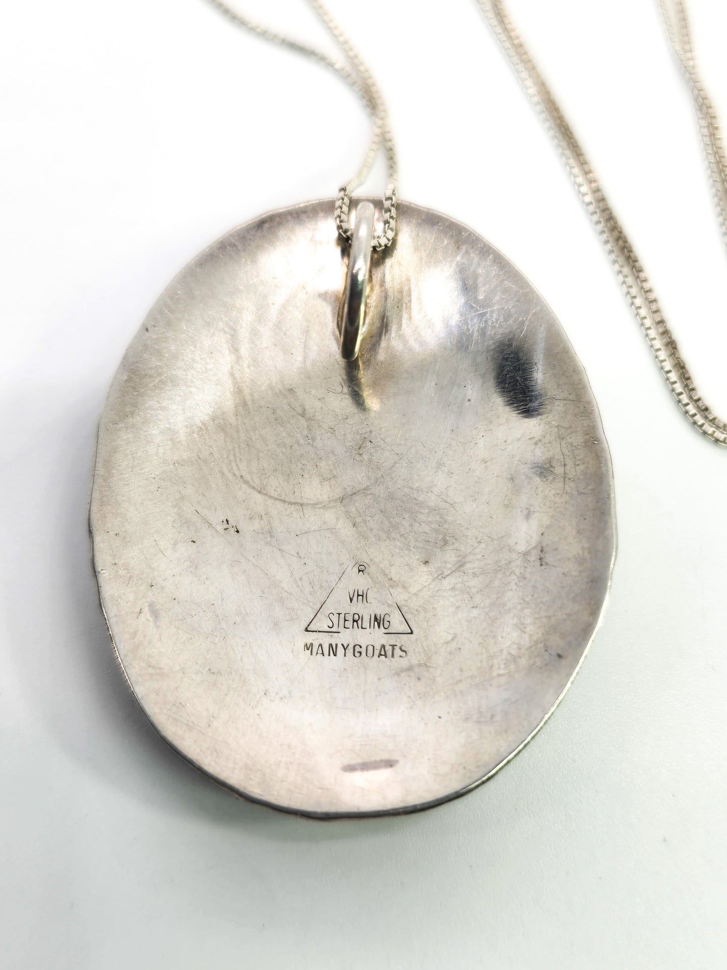 Many Goats Navajo VHC Native American vintage sterling silver artisan pendant necklace