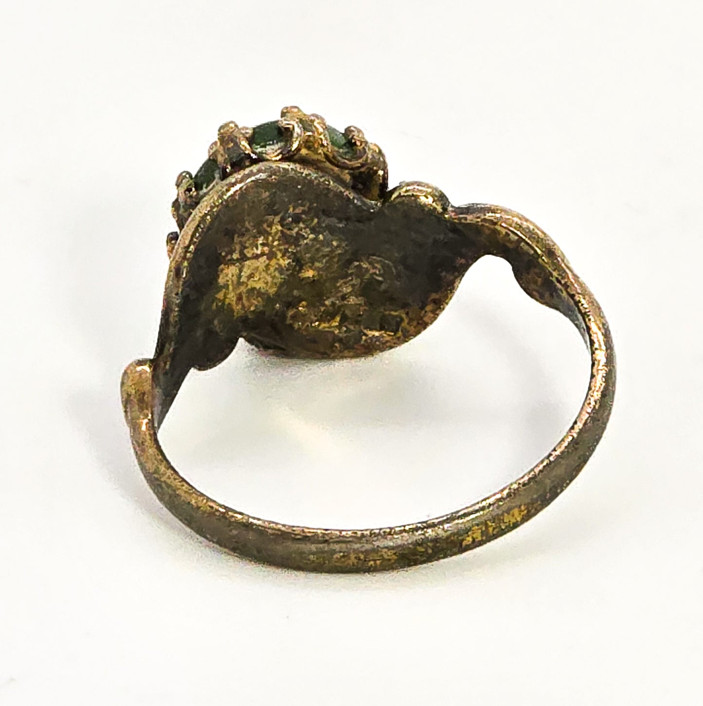 Nephrite Jade gemstone vermeil swirl gold over sterling silver vermeil ring size 6