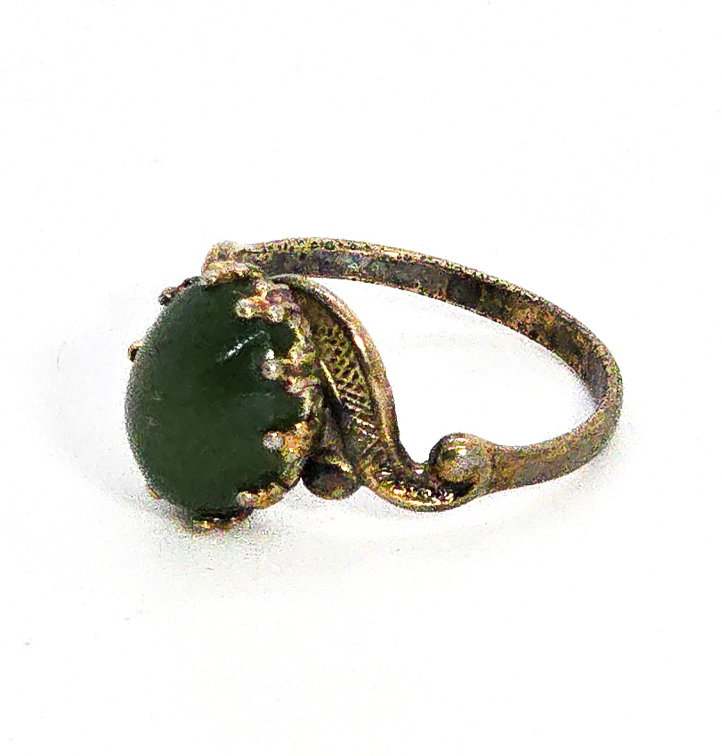 Nephrite Jade gemstone vermeil swirl gold over sterling silver vermeil ring size 6