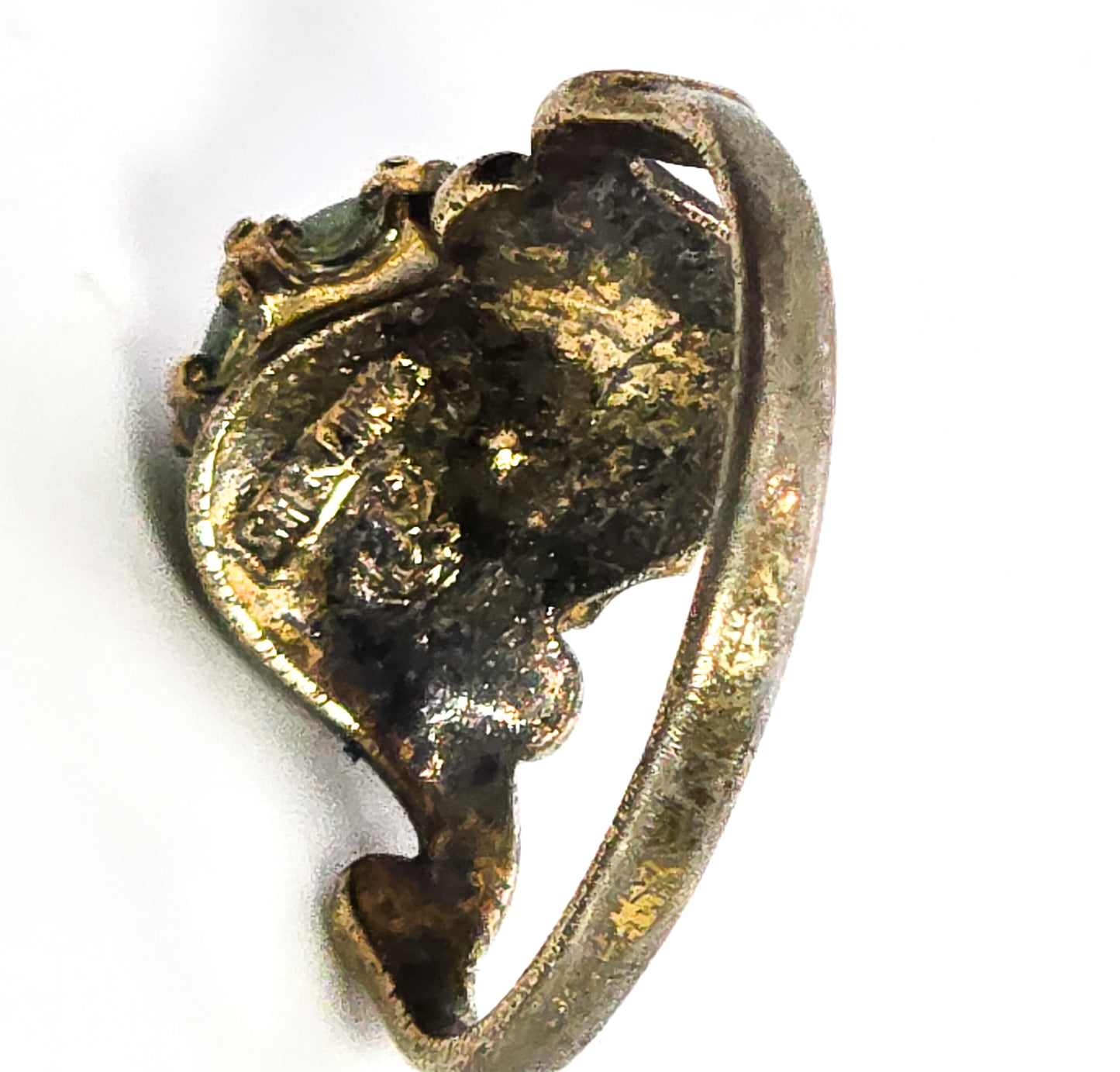 Nephrite Jade gemstone vermeil swirl gold over sterling silver vermeil ring size 6