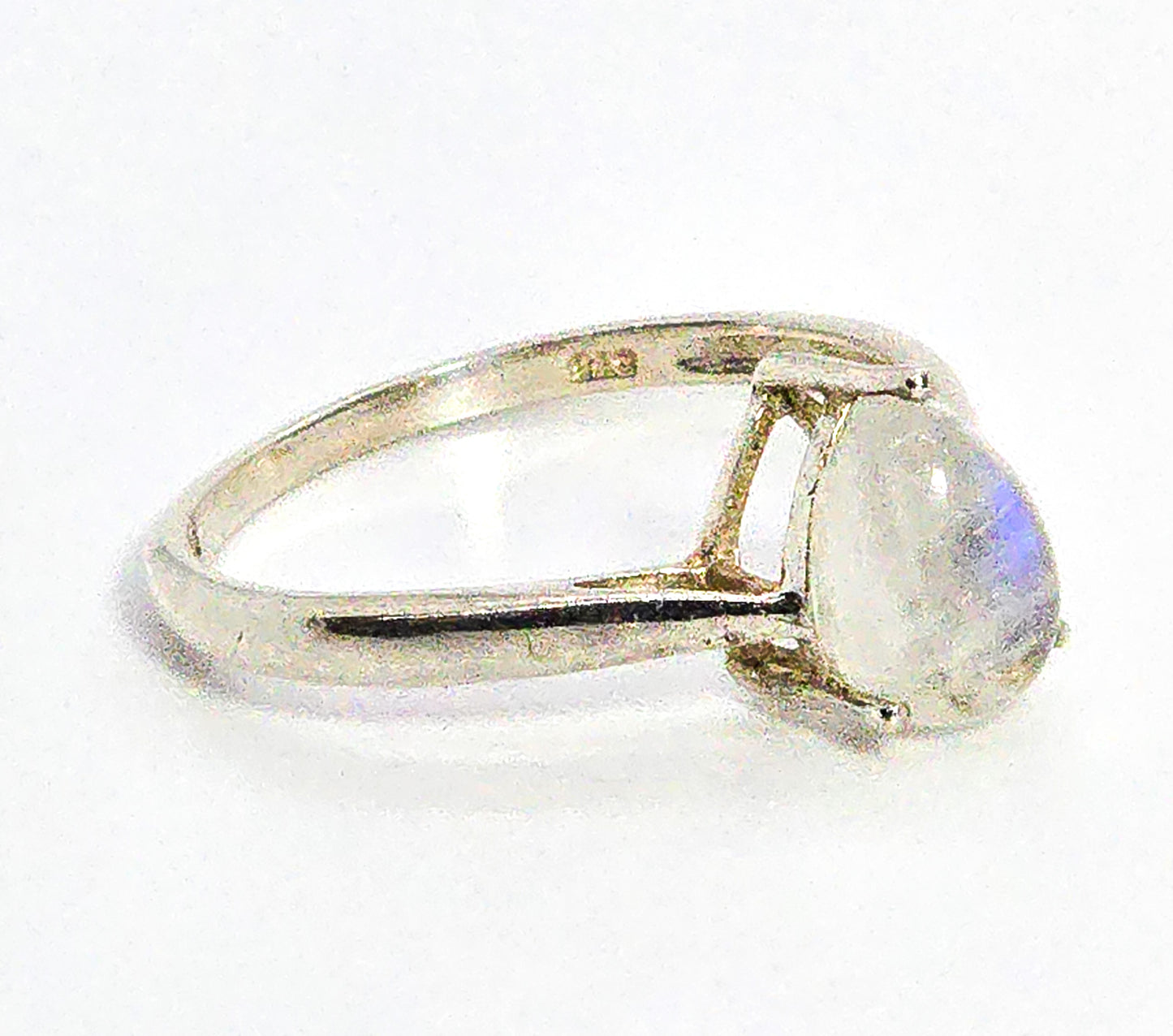 STS Chuck Clemency Blue moonstone pear cut gemstone sterling silver solitaire ring size 9