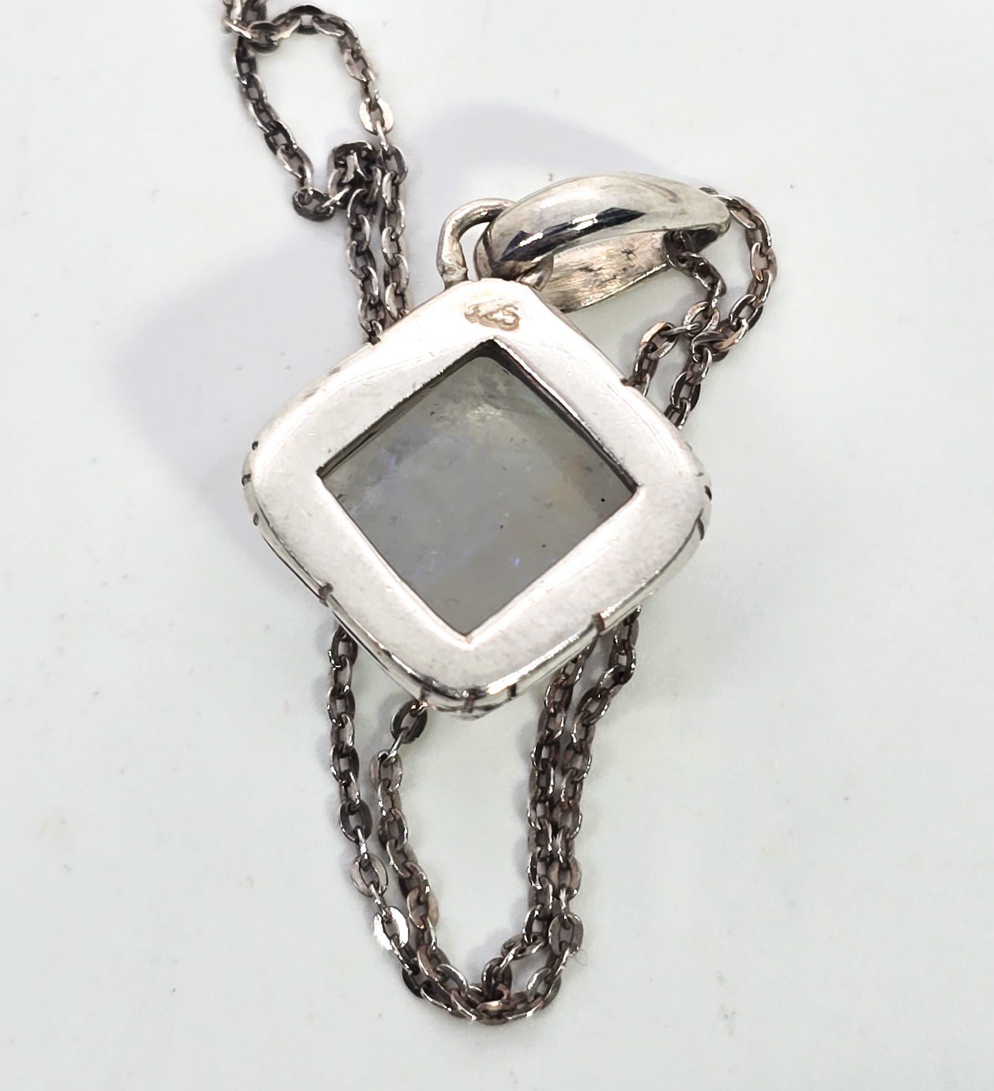 Moonstone Princess cut domed simple petite bright and flashy pendant necklace