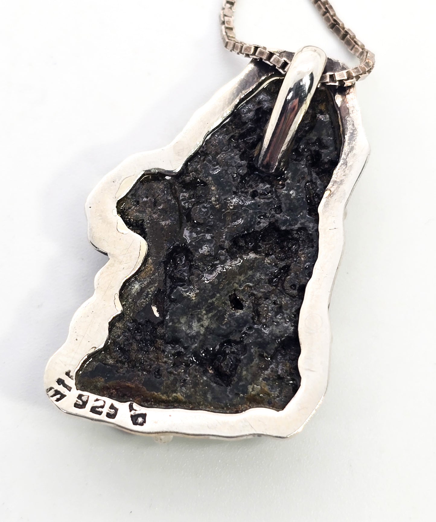 Pyrite Taxco Mexico vintage sterling silver raw gemstone pendant necklace