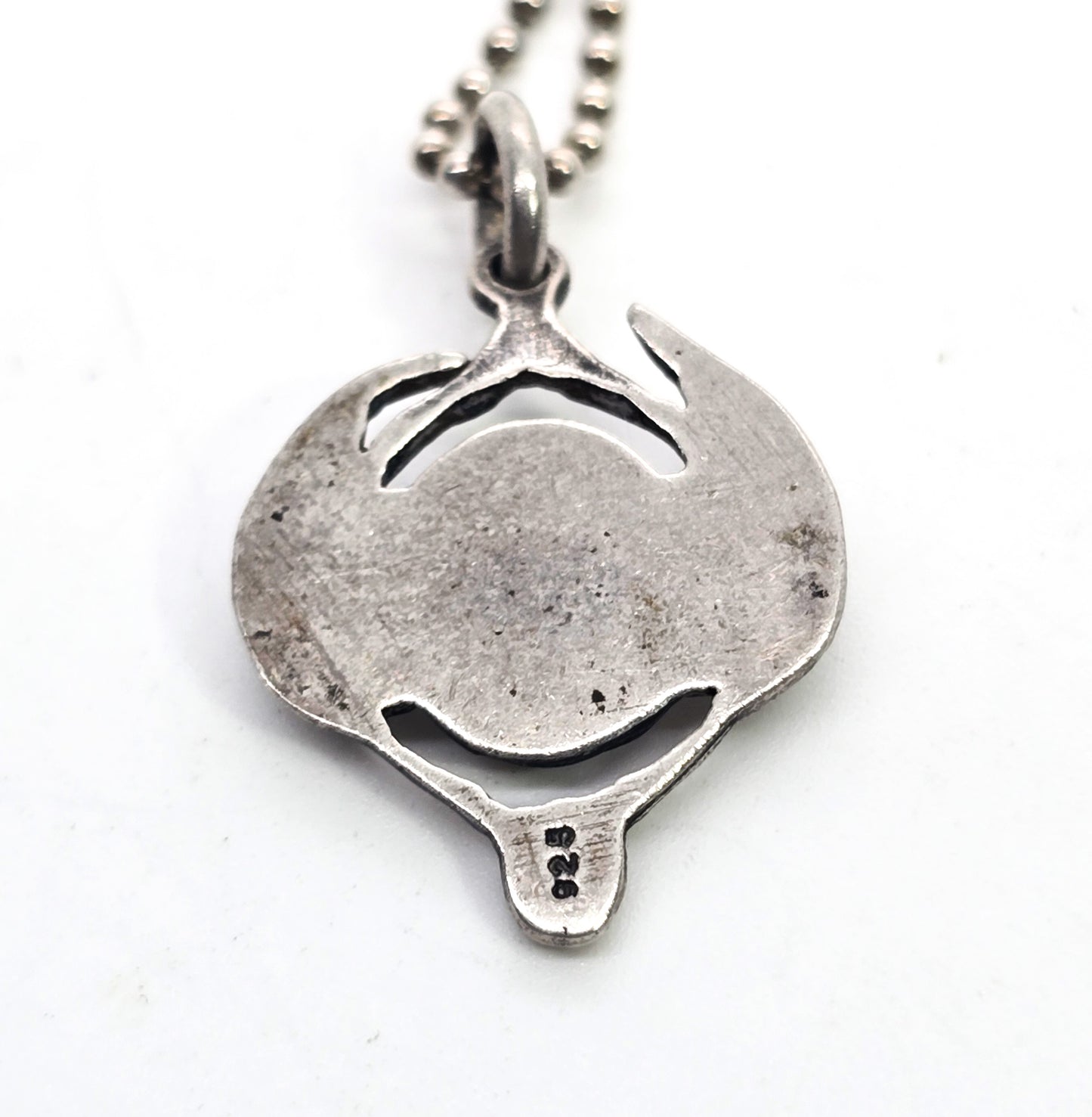 Egyptian Scarab Khepri winged beetle vintage sterling silver pendant necklace