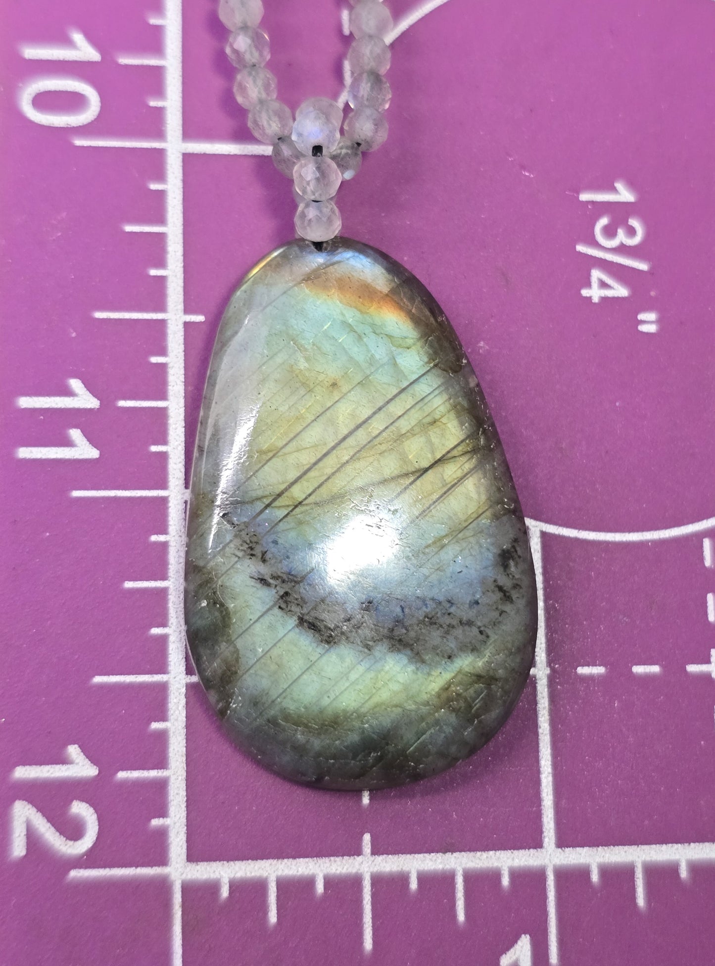 Labradorite faceted beaded pendant sterling silver gemstone necklace