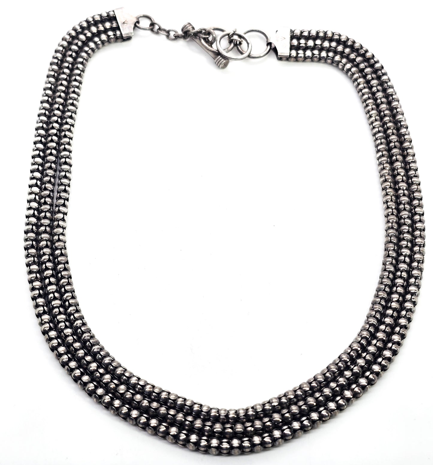 Silpada Sterling Silver Triple Strand Oxidized Popcorn Chain Necklace N1108