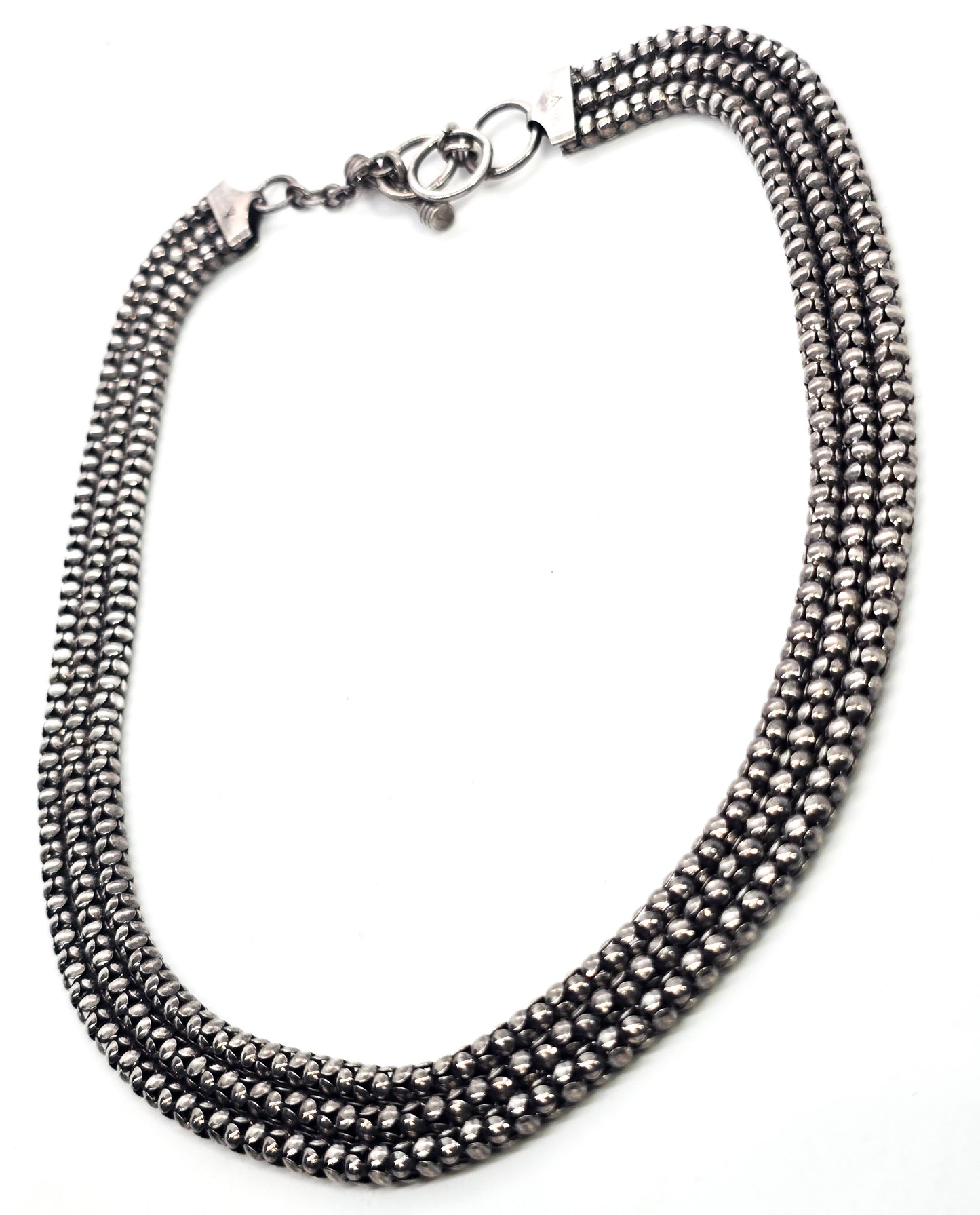 Silpada Sterling Silver Triple Strand Oxidized Popcorn Chain Necklace N1108