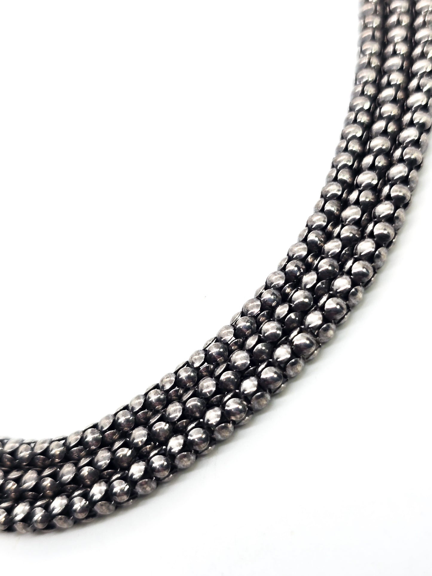 Silpada Sterling Silver Triple Strand Oxidized Popcorn Chain Necklace N1108