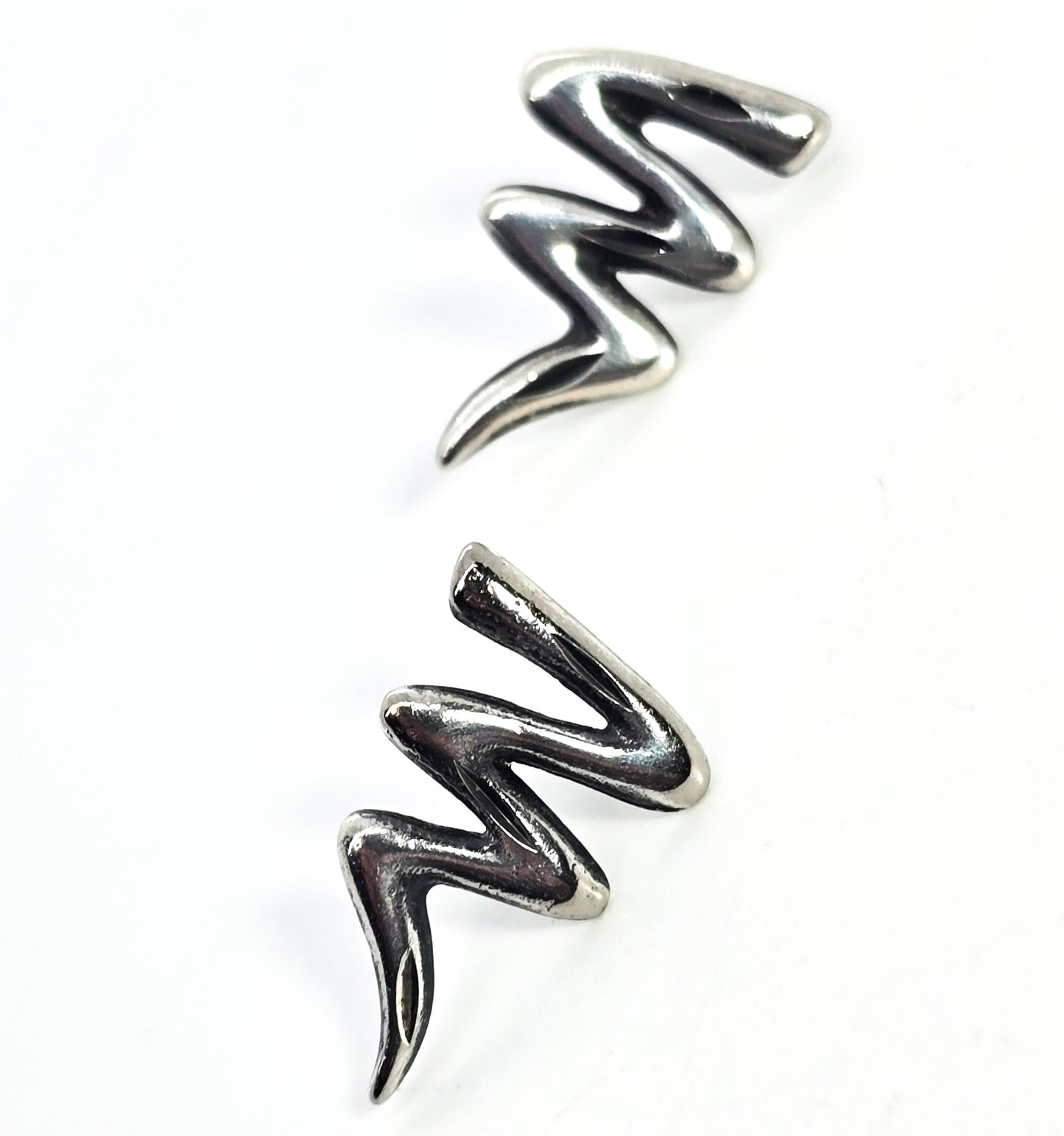 Zig Zag lightening bolt vintage sterling silver signed stud earrings
