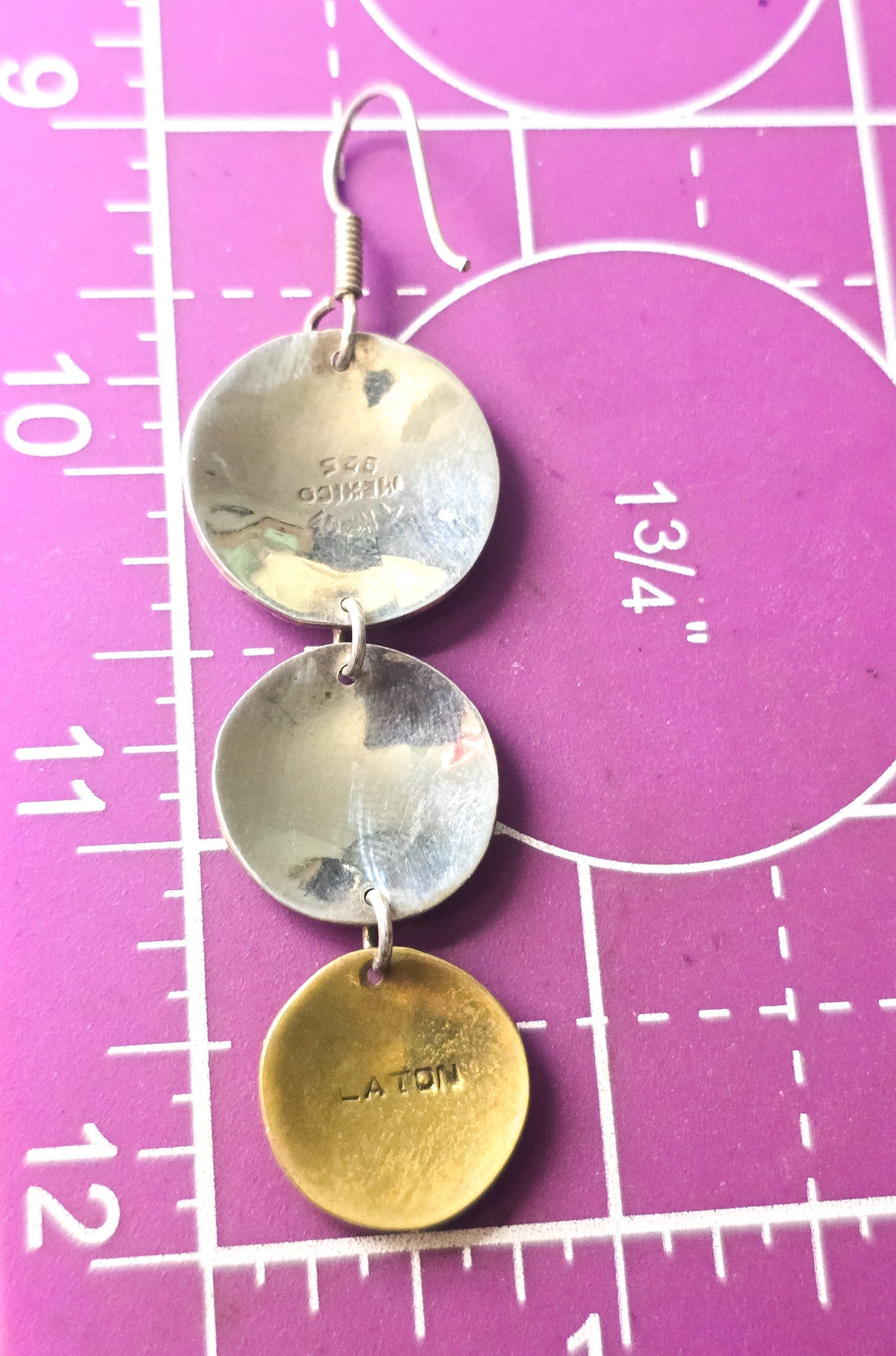 Lanton Taxco Mexico vintage sterling silver textured drop earrings 3 inches TN-41