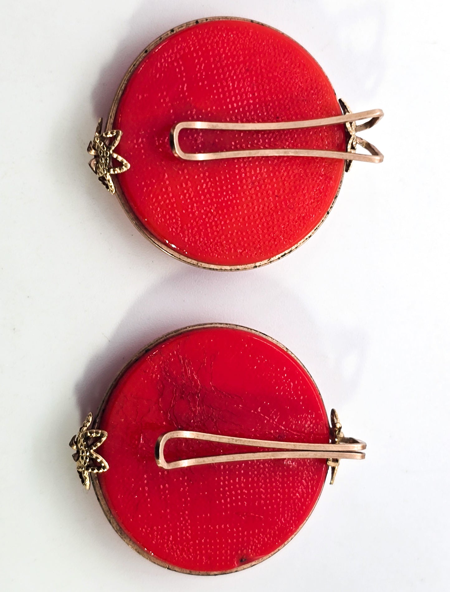 Castlecraft Hillcraft vintage molded pink opalescent glass slide earrings