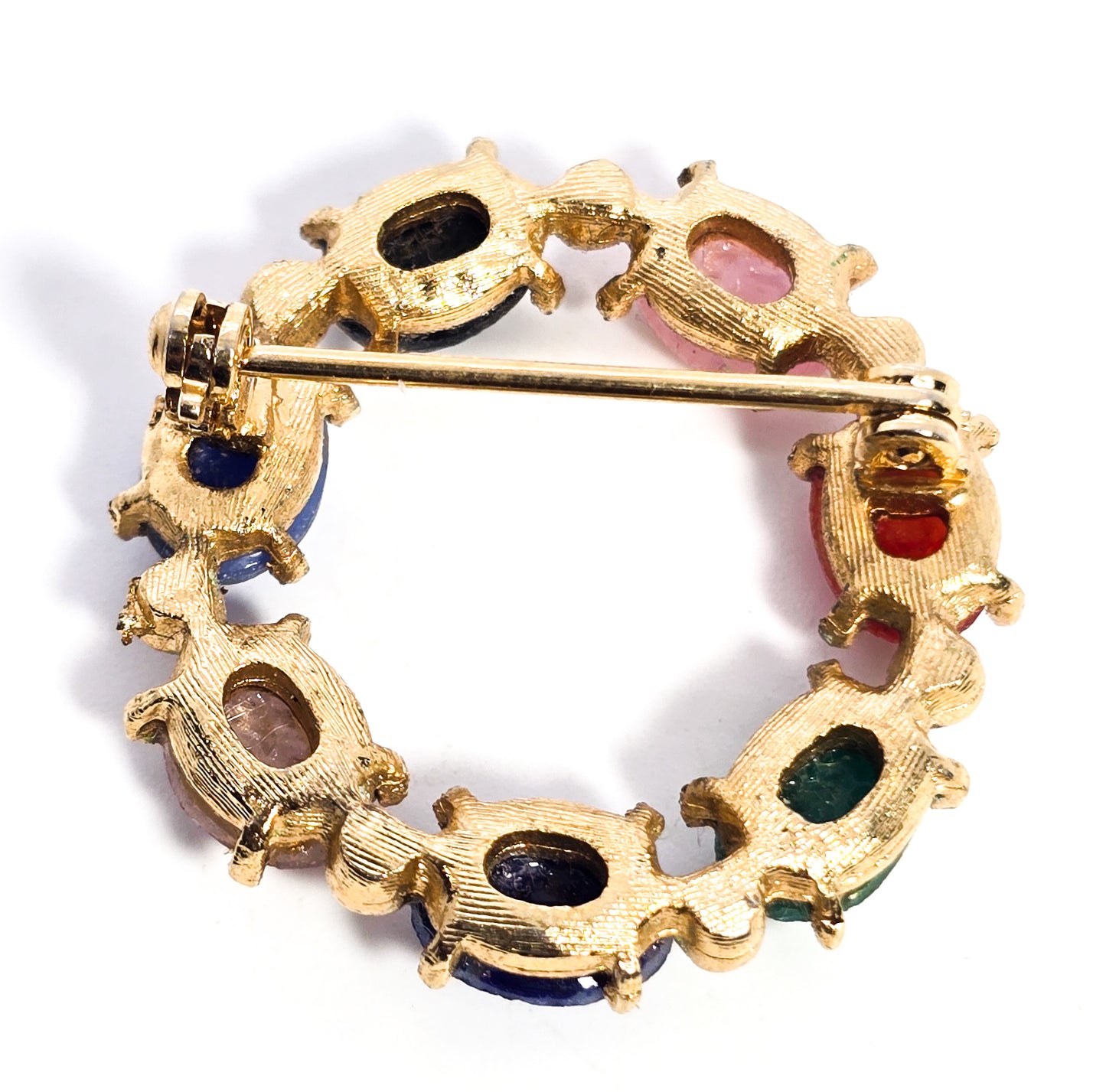 Egyptian Revival molded glass vintage scarab circle infinity brooch