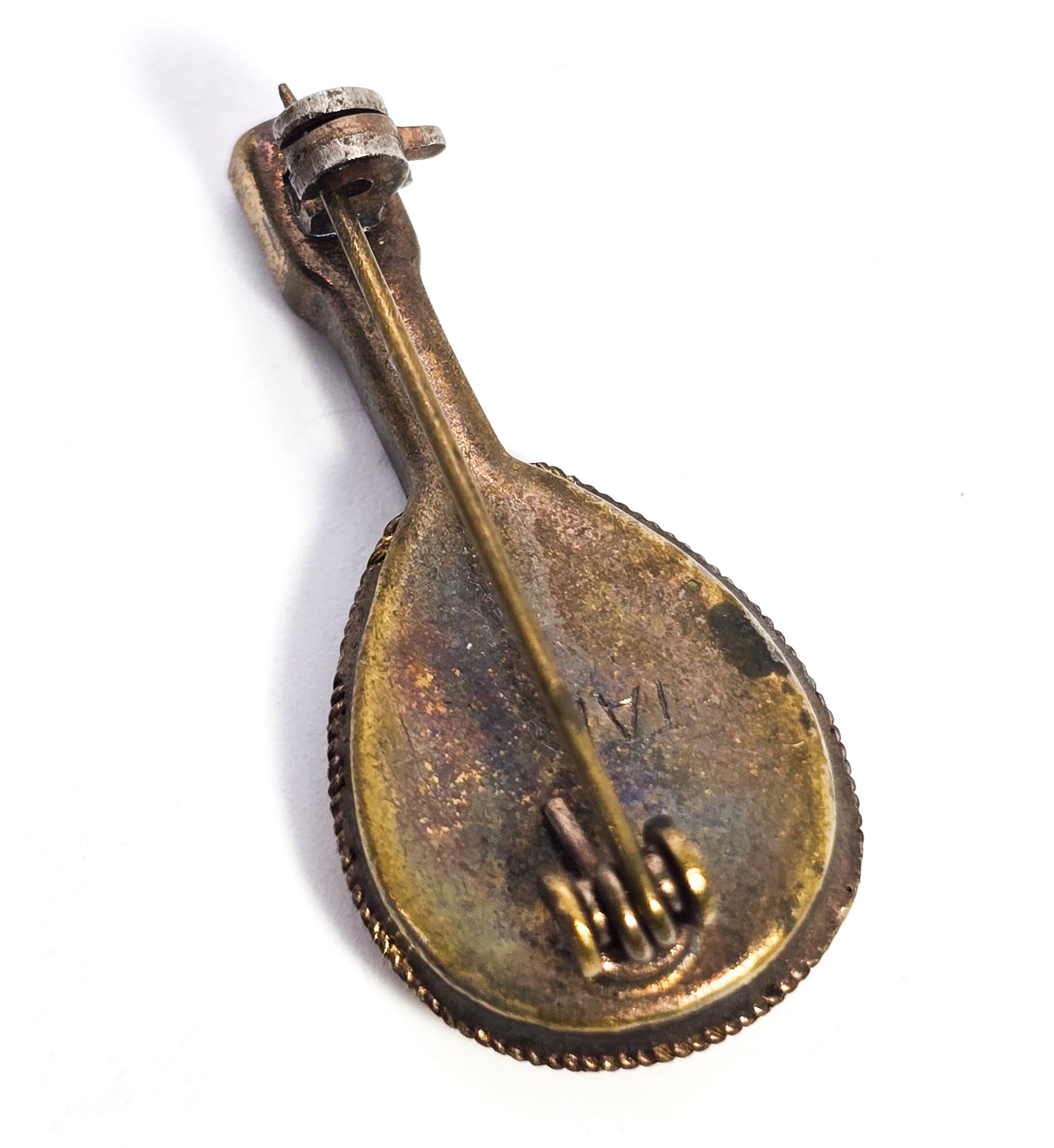 Micro Mosaic Mandolin vintage Italian Italy brooch pin