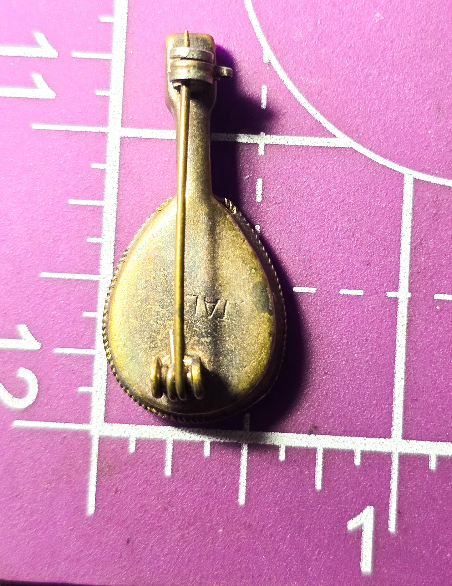 Micro Mosaic Mandolin vintage Italian Italy brooch pin