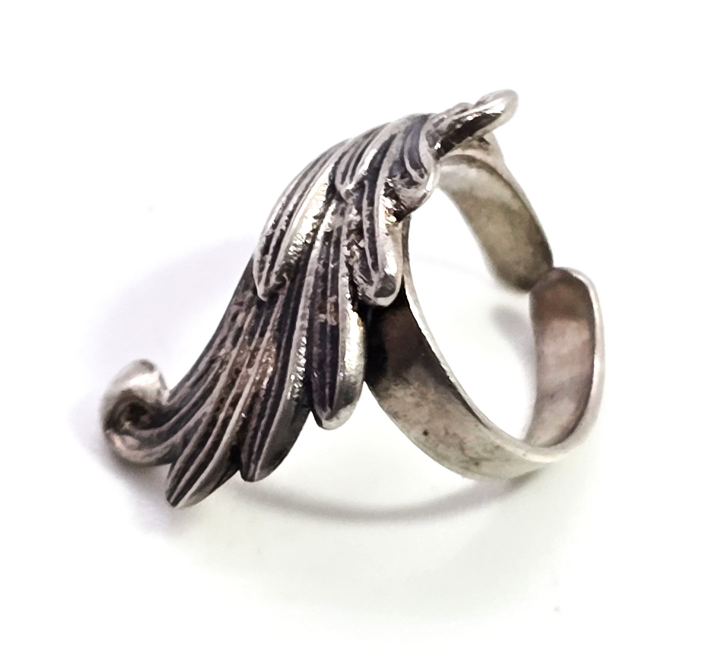 Angel wing vintage feather sterling silver non pierced ear cuff
