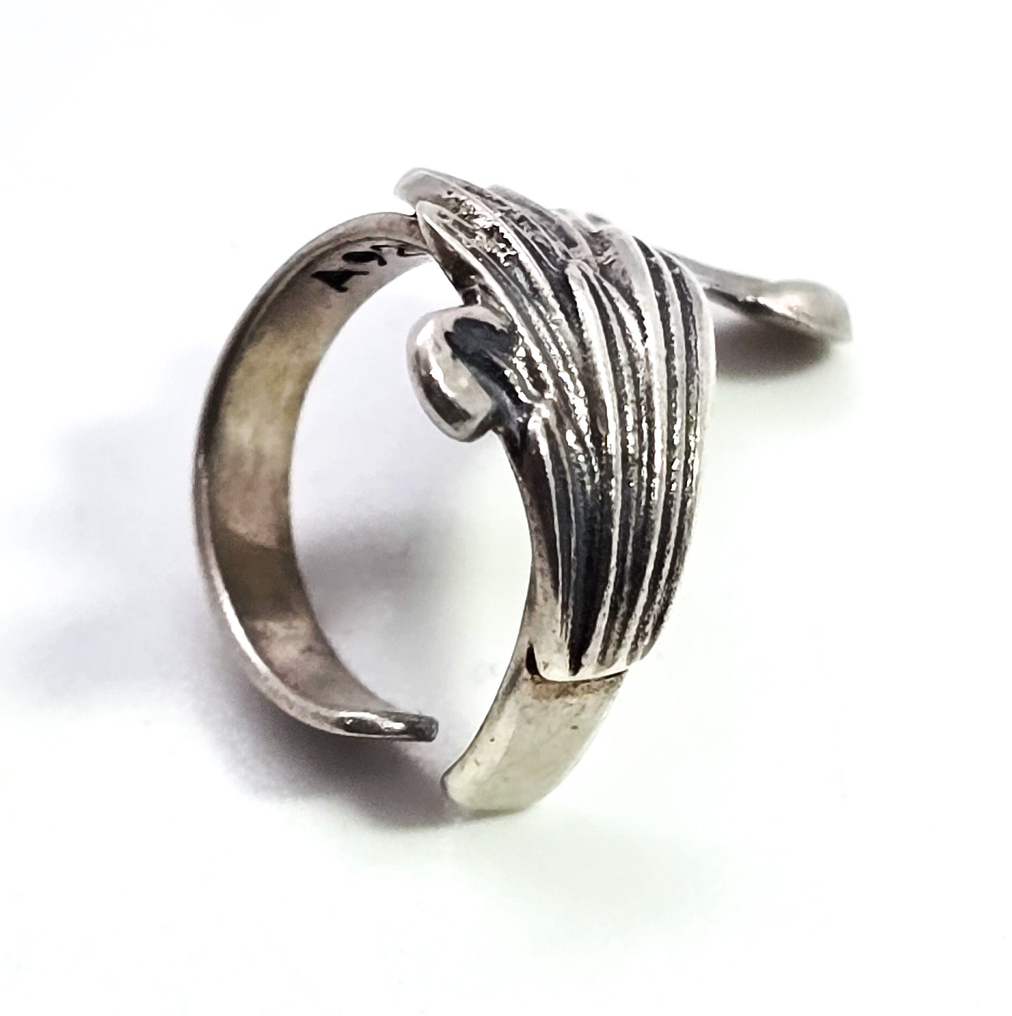Angel wing vintage feather sterling silver non pierced ear cuff