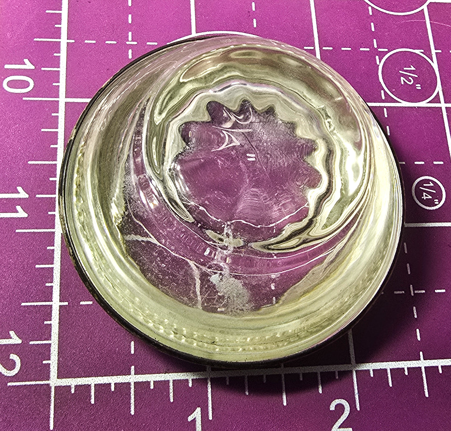 Frank M Whiting Manganese glass sterling silver lipped vintage table top salt cellar
