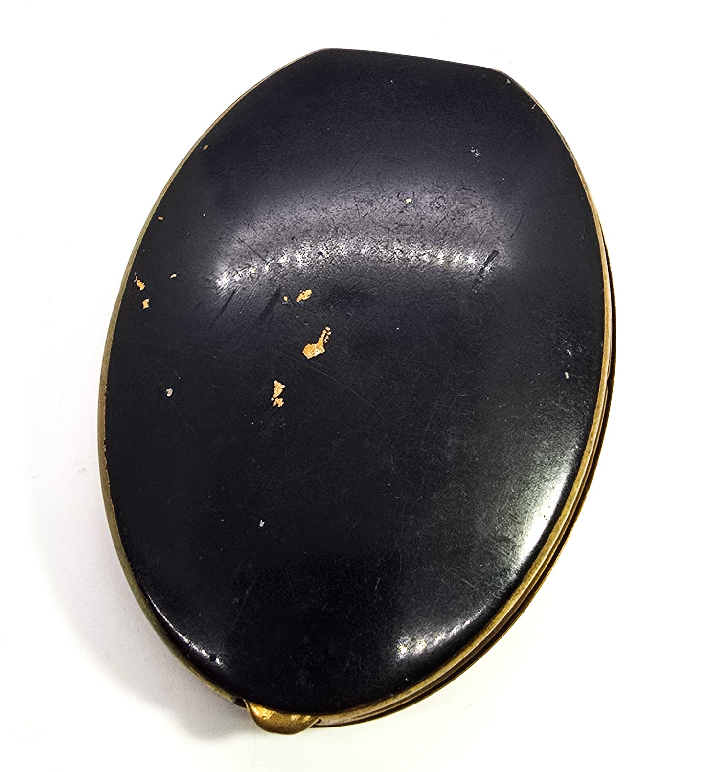 Antique Mid century retro pin up rose oval compact purse mirror