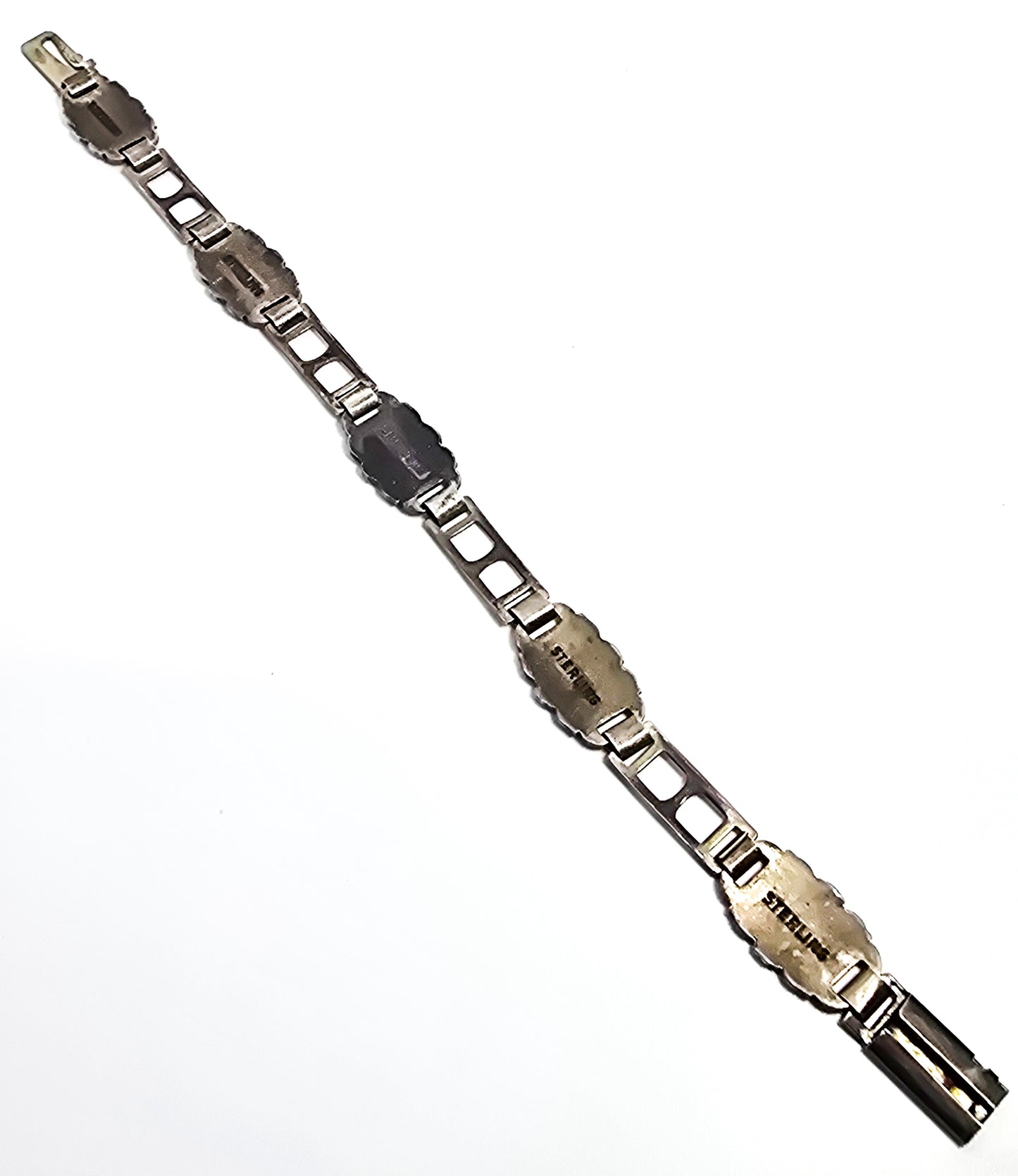 WWII US Army military E Pluribus Uno vintage sterling silver tennis promise bracelet