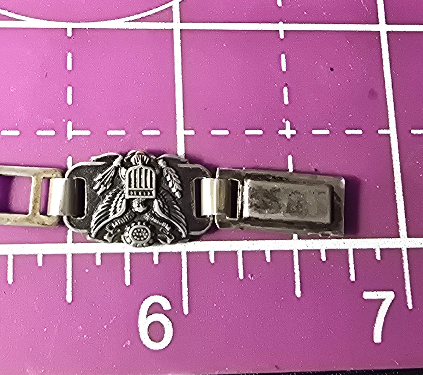WWII US Army military E Pluribus Uno vintage sterling silver tennis promise bracelet