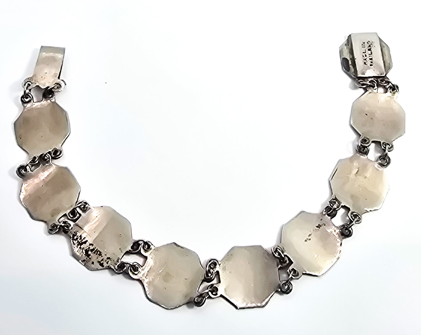 Siam Black Nielloware enamel Mekkala travel tourist vintage sterling silver bracelet