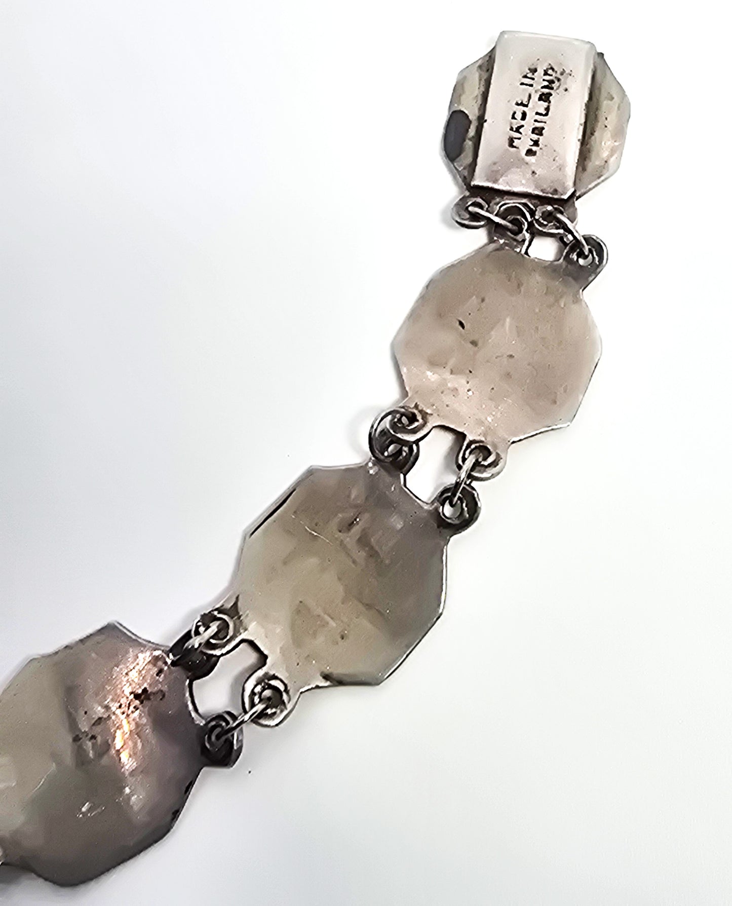 Siam Black Nielloware enamel Mekkala travel tourist vintage sterling silver bracelet