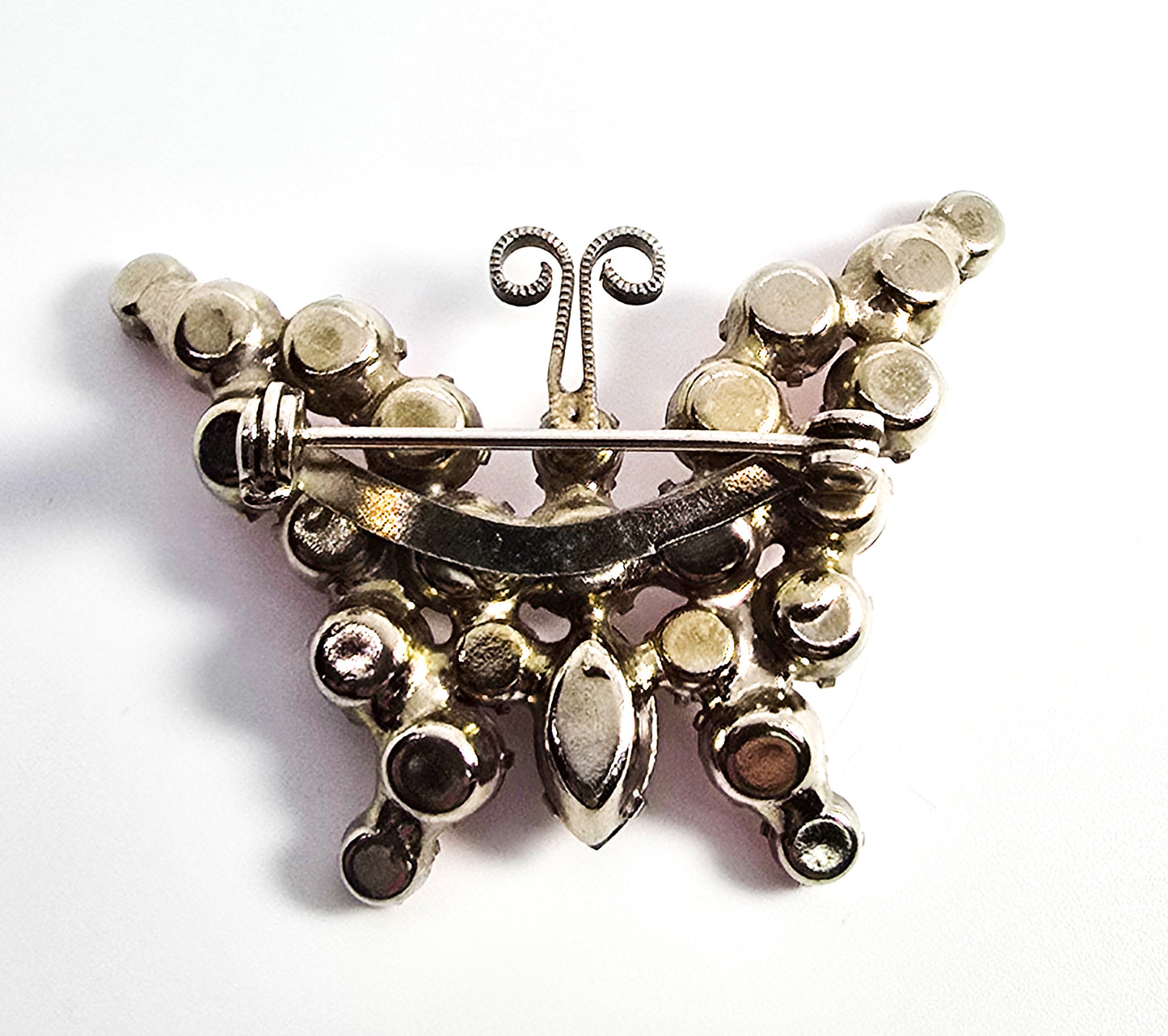 Juliana DeLizza and Elster verified pink rhinestone vintage butterfly brooch