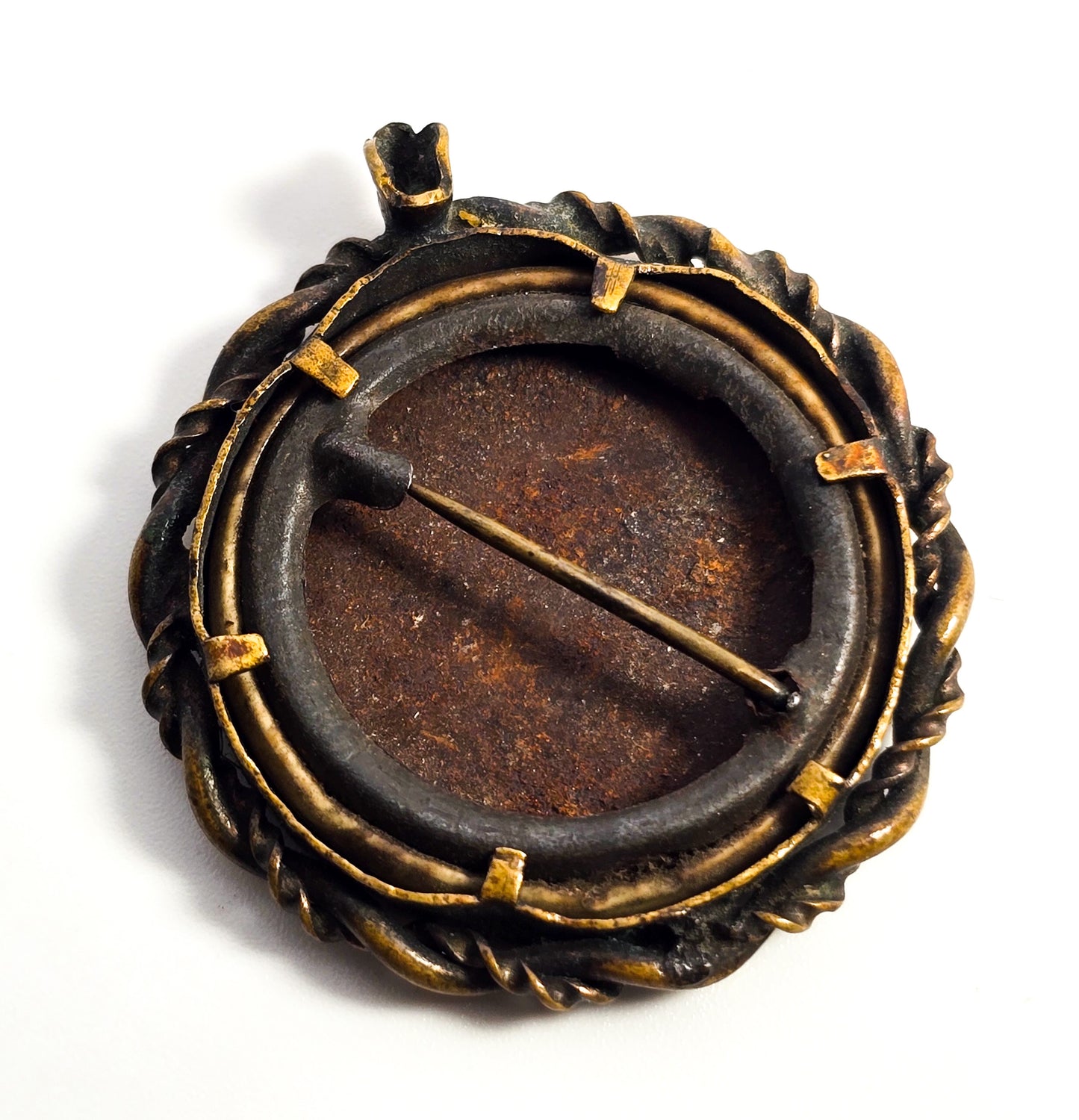 Victorian Memento Mori Tin Type Family Three children antique Mourning brooch