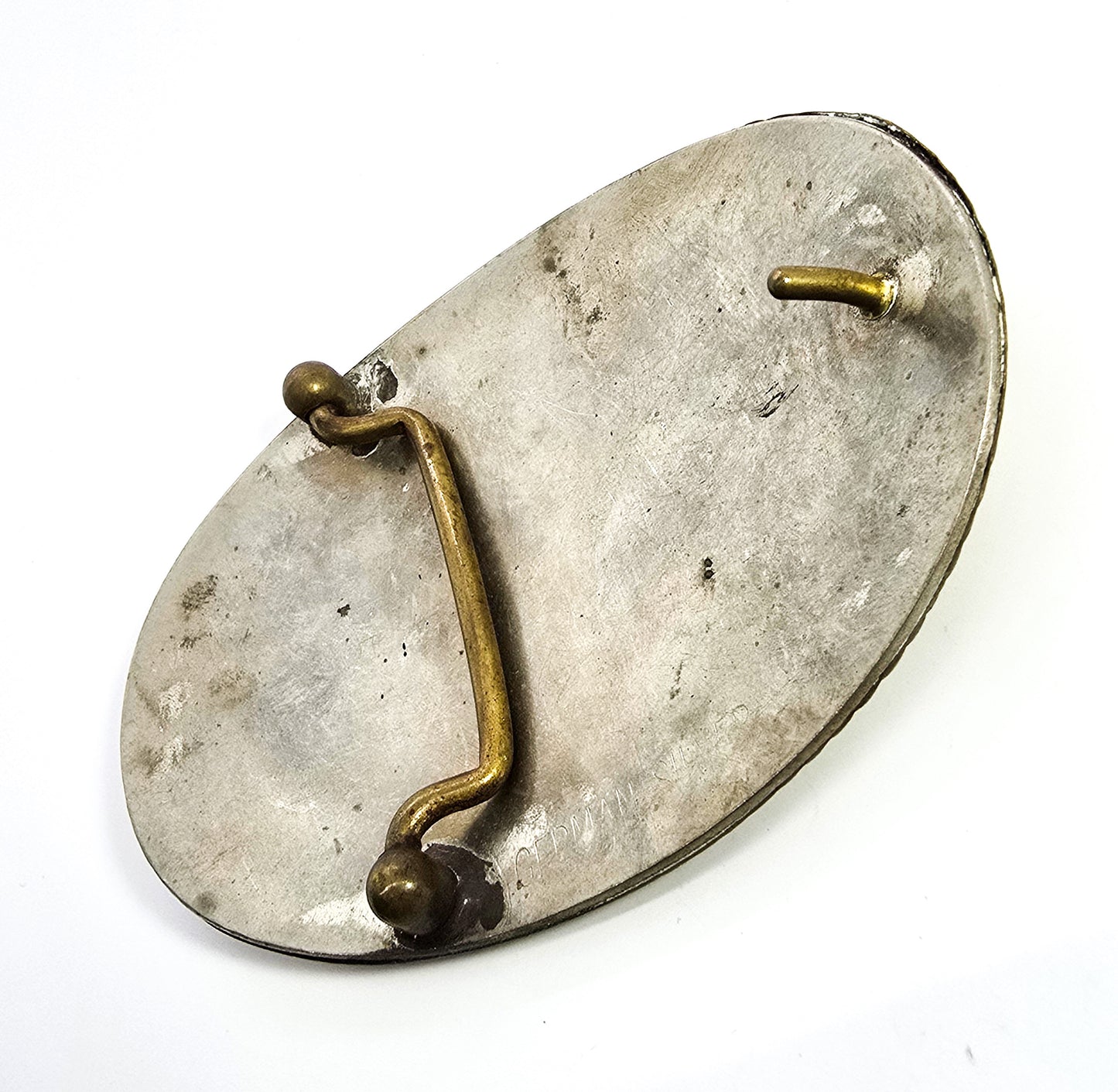 Comstock German Silver Rodeo cowboy horse vintage belt buckle