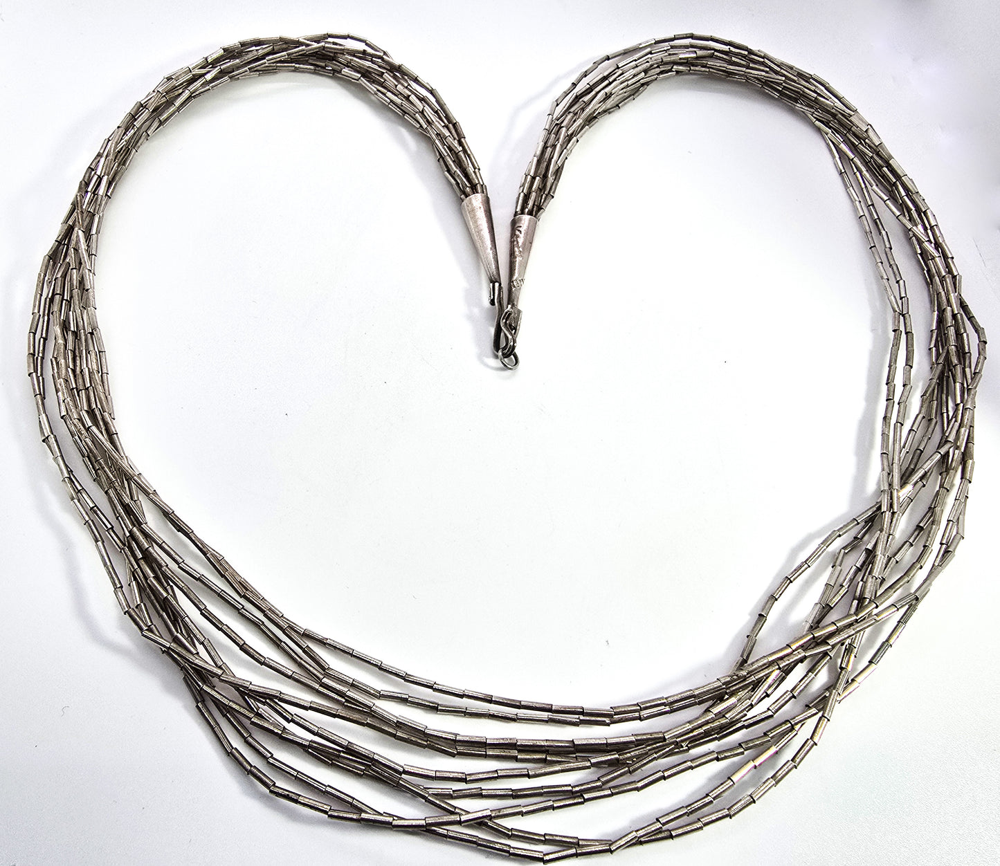 Liquid Silver 10 strand vintage Native American thick sterling silver vintage necklace