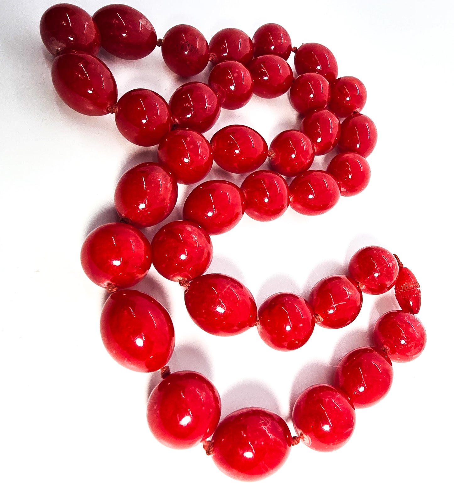 Cherry Red Lucite large alternating bead vintage beaded necklace