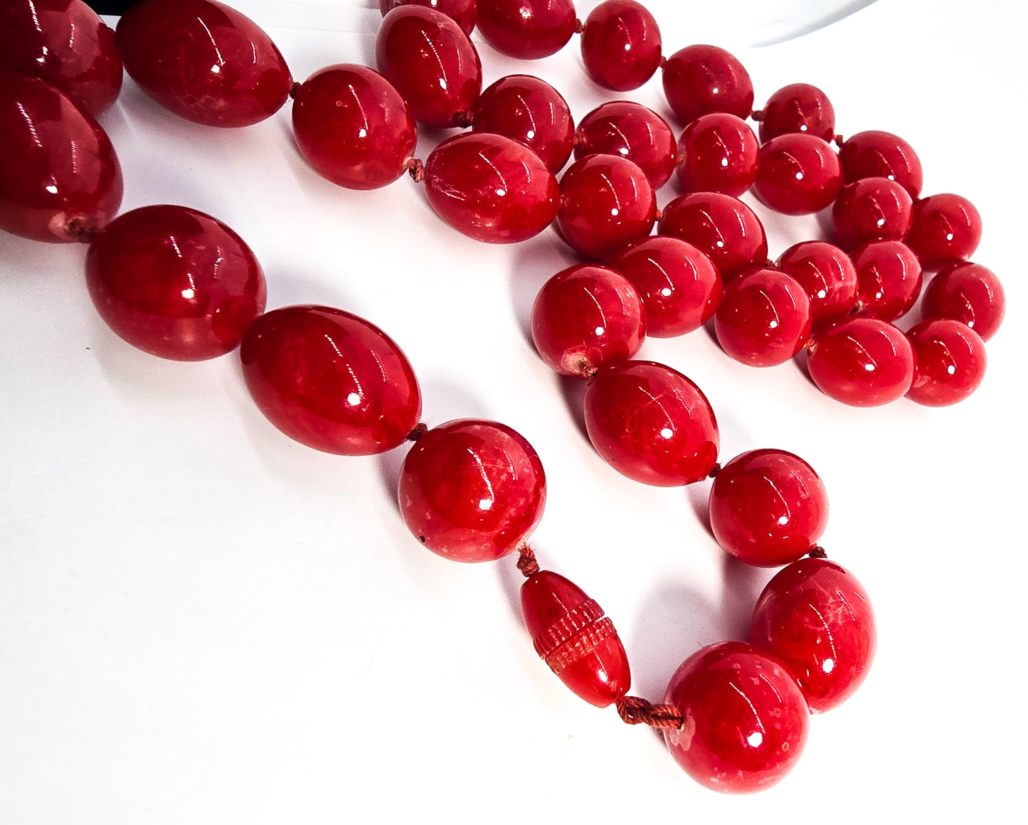 Cherry Red Lucite large alternating bead vintage beaded necklace