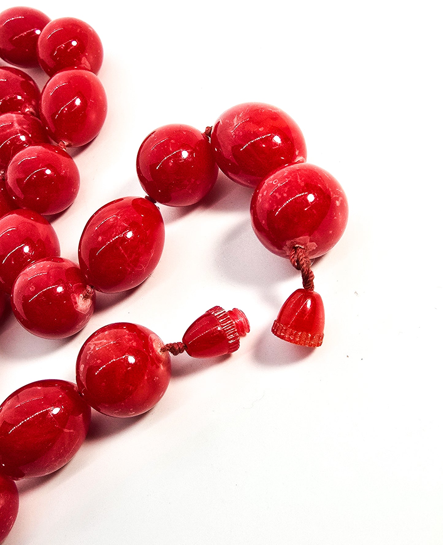 Cherry Red Lucite large alternating bead vintage beaded necklace