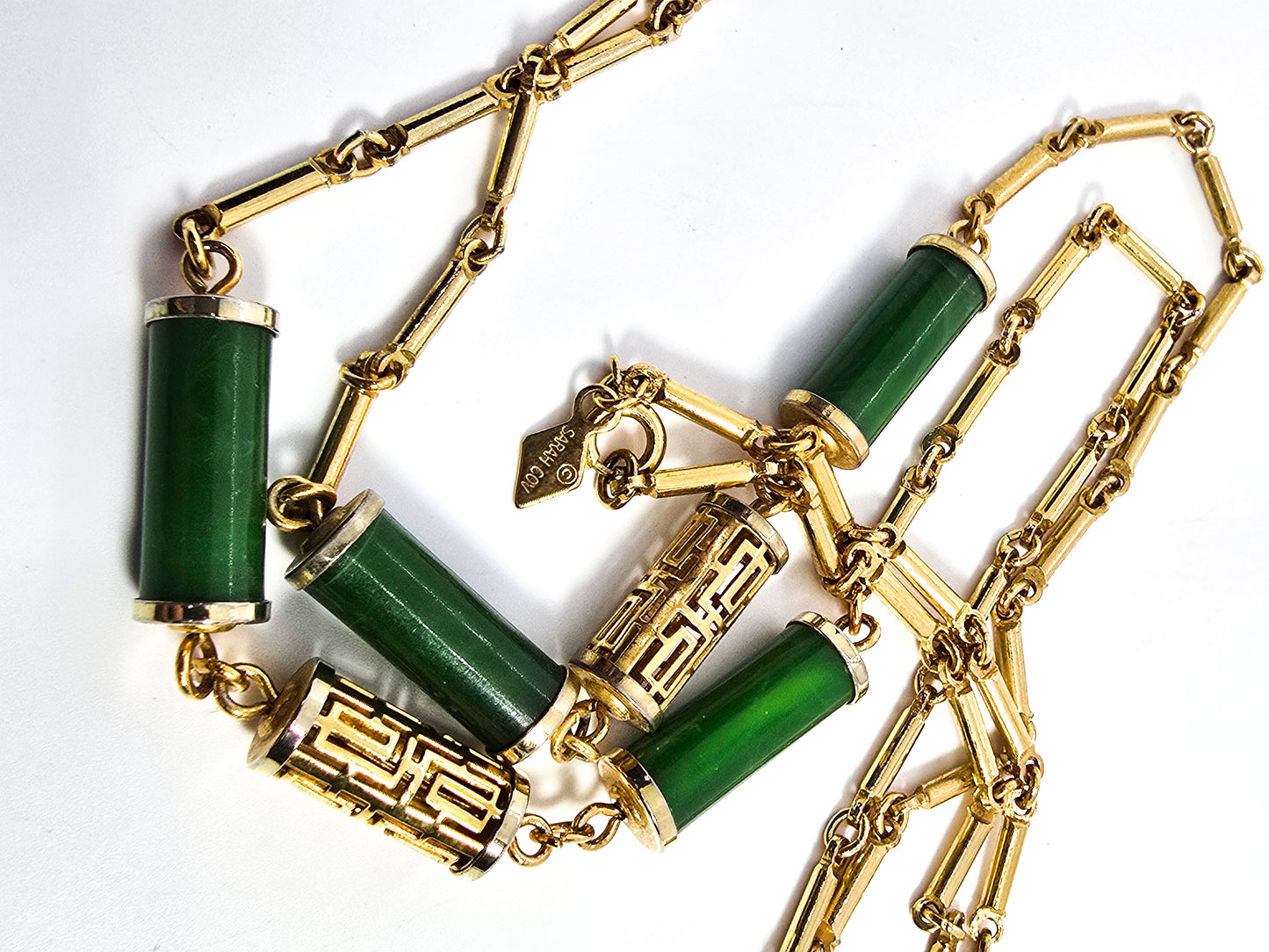Vintage Sarah Coventry “Oriental Lanterns” Faux Green Jade vintage necklace