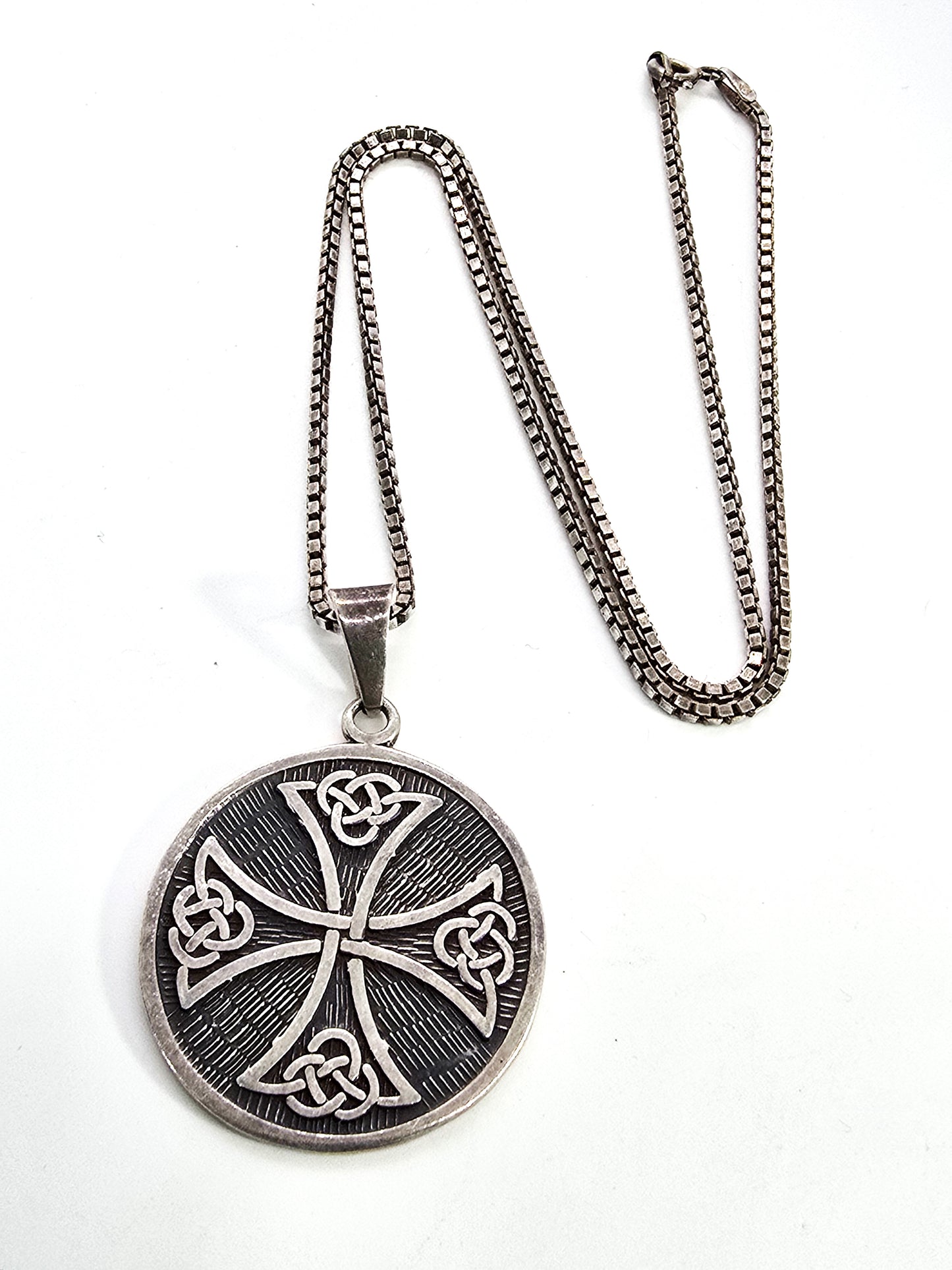 Maltese Celtic cross Mexican sterling silver vintage pendant necklace