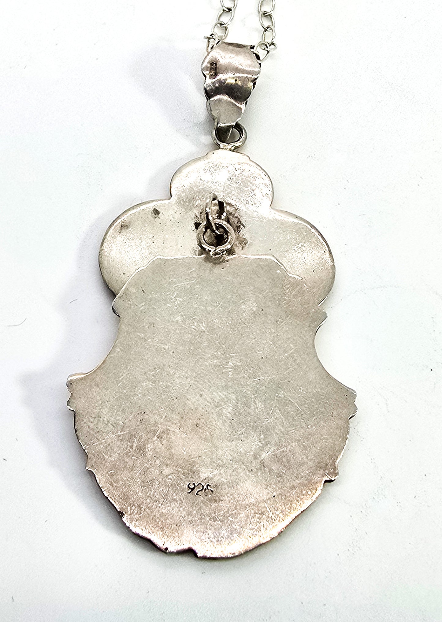 Art nouveau style floral articulated vintage sterling silver pendant necklace
