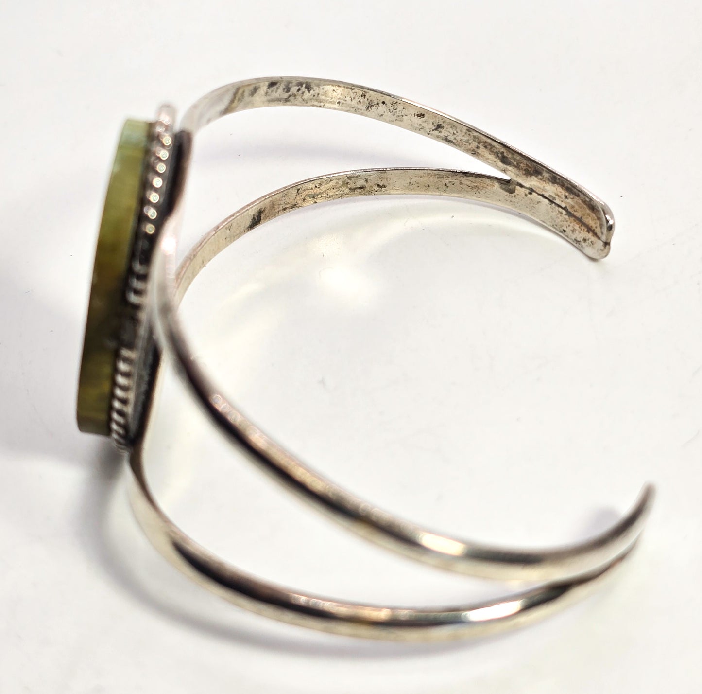 Lighthouse signed scrimshaw vintage sterling silver bangle bracelet