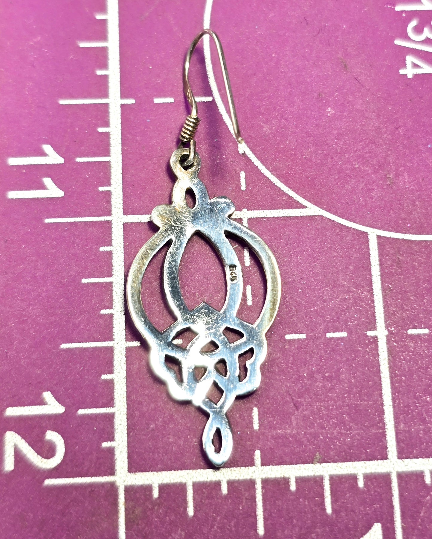 Celtic Flower trinity knot Irish sterling silver filigree Druid drop earrings