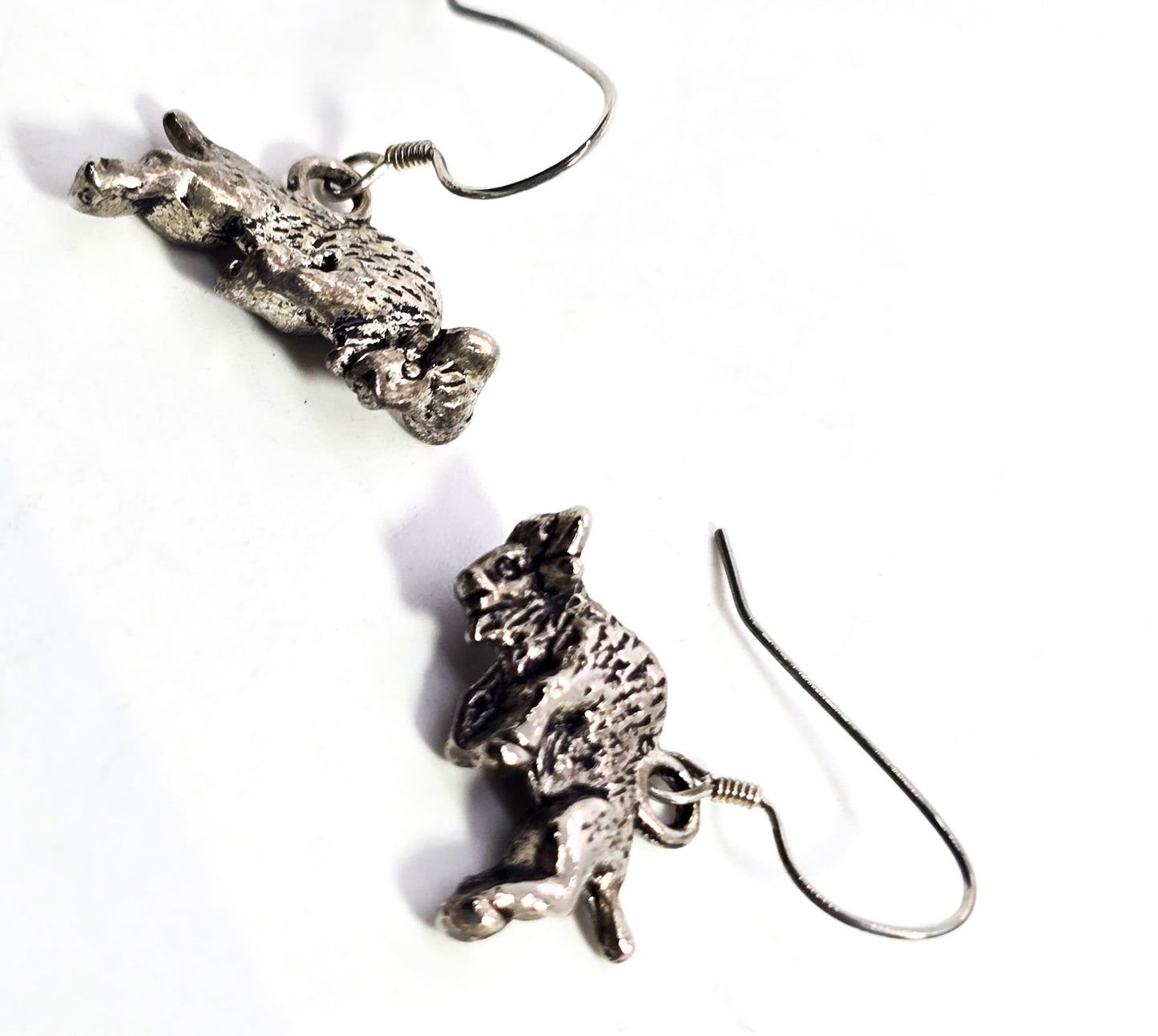 Jumping Buffalo Bison sterling silver drop earrings