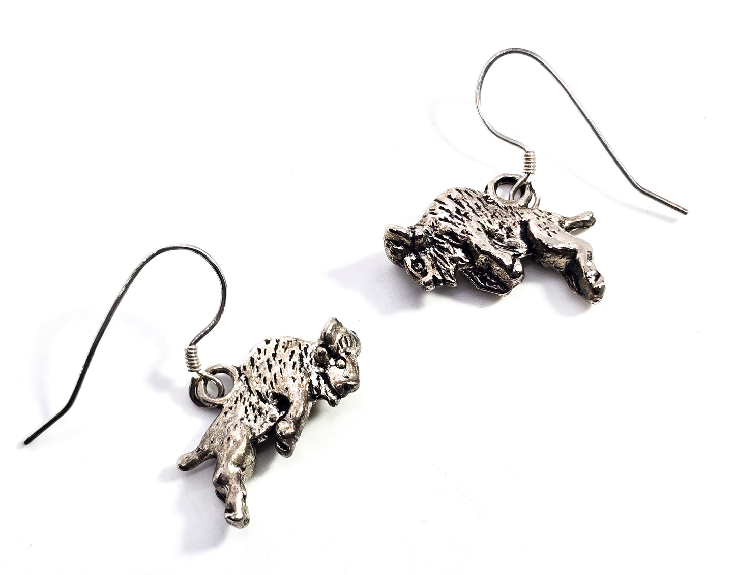 Jumping Buffalo Bison sterling silver drop earrings